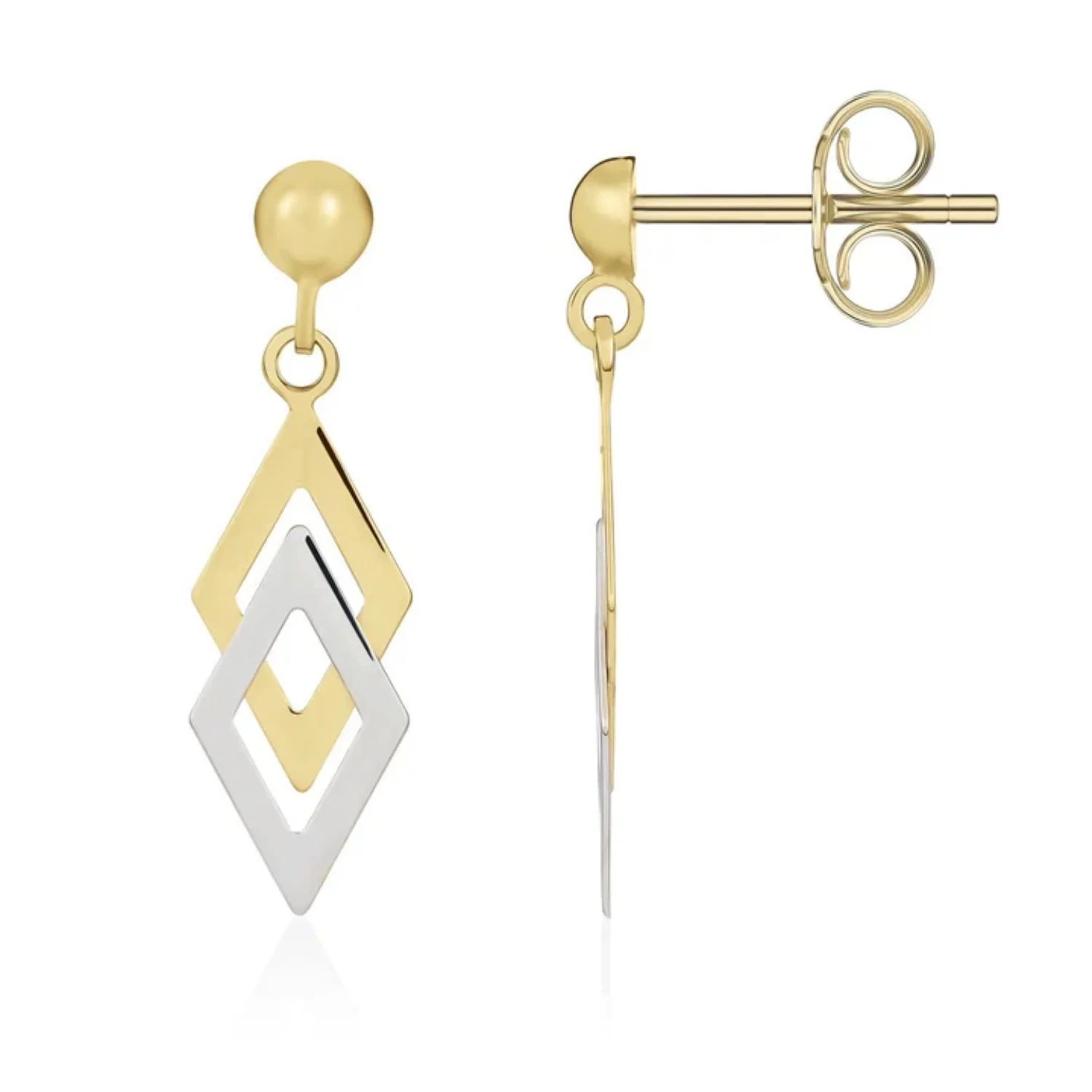 Double Kite 9ct Yellow And White Gold Drop Earrings - Image 2