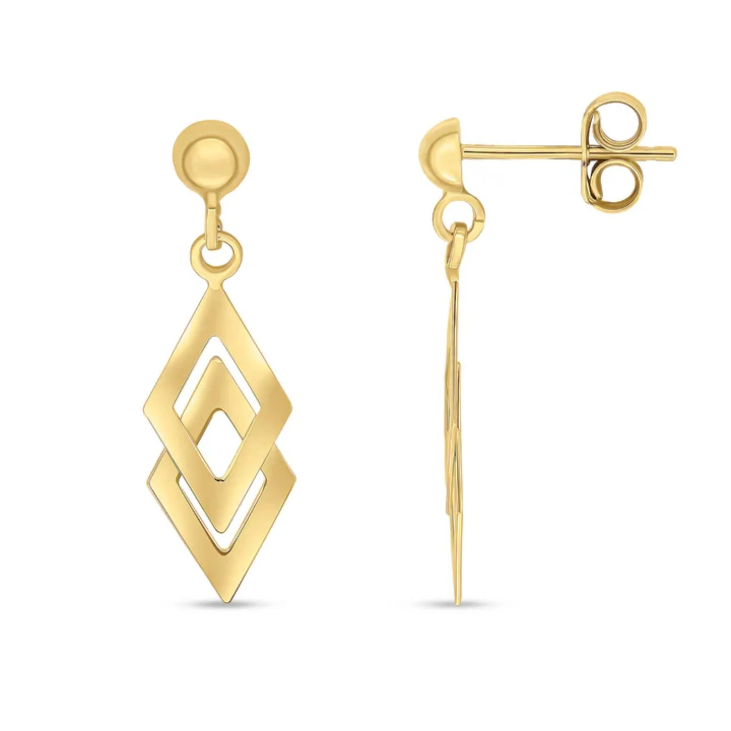 Double Kite 9ct Yellow Gold Drop Earrings - Image 2