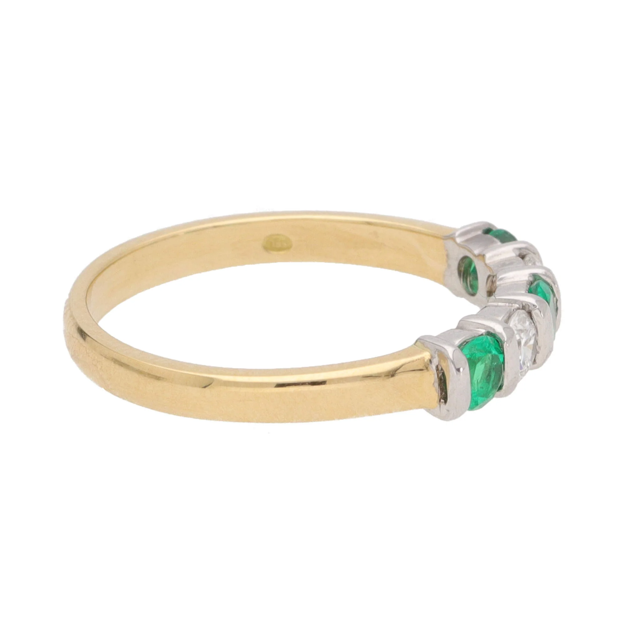 Emerald and Diamond 18ct Yellow Gold Half Eternity Ring (N) - Image 3