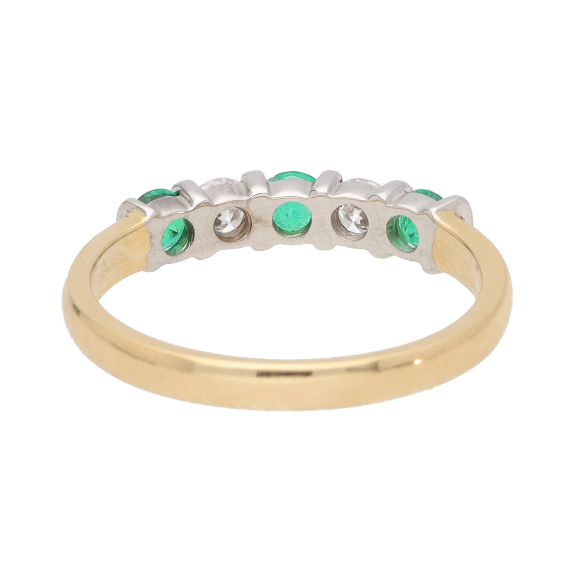 Emerald and Diamond 18ct Yellow Gold Half Eternity Ring (N) - Image 4