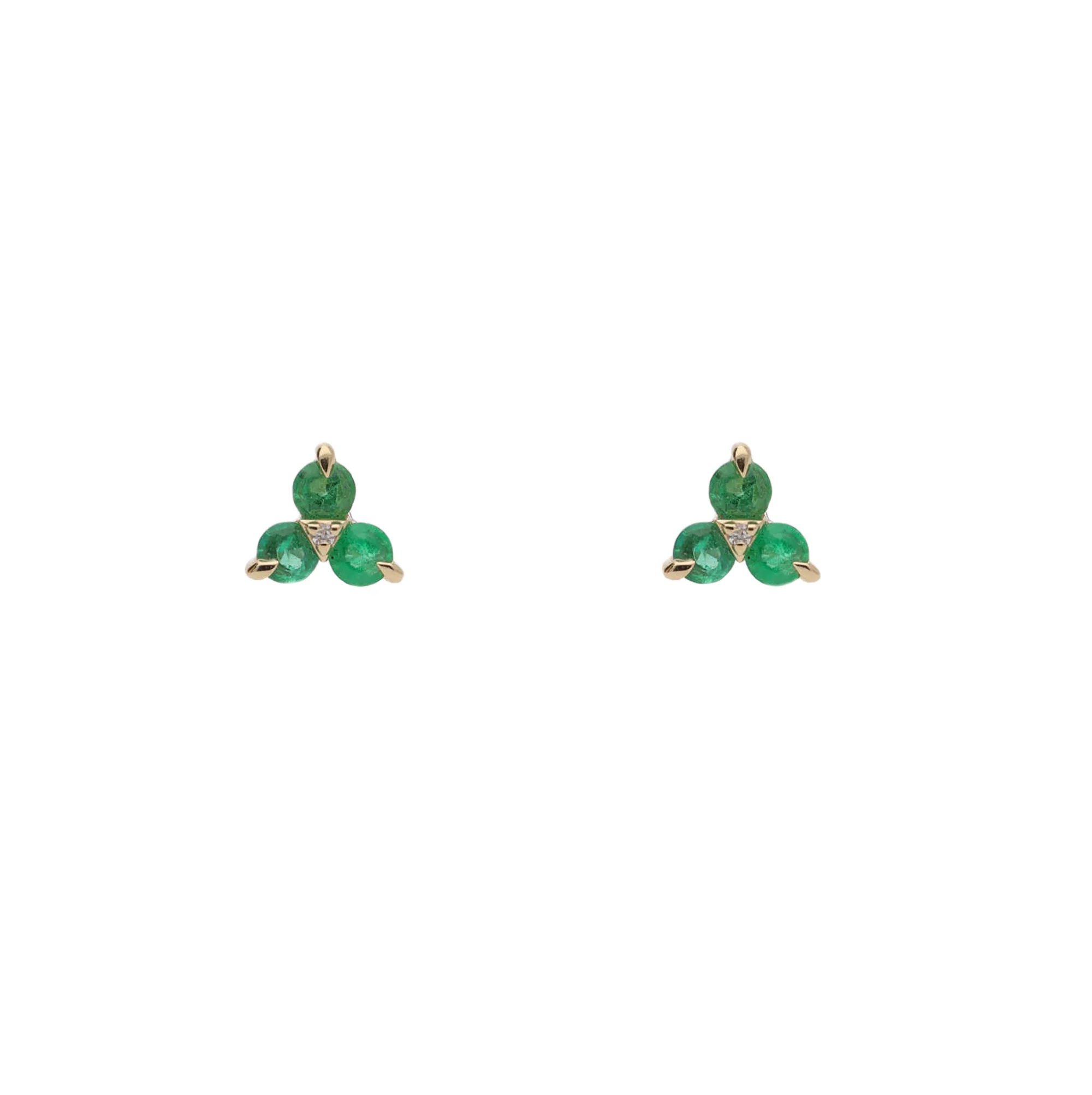 Emerald and Diamond 9ct Yellow Gold Stud Earrings