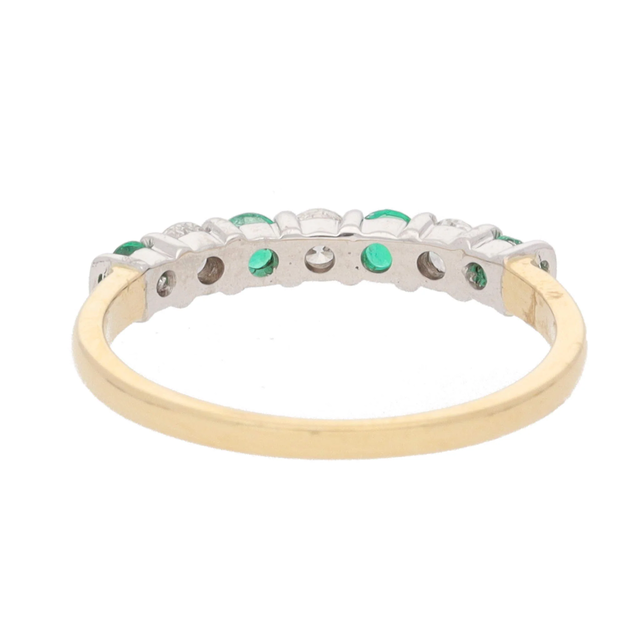 Emerald and Diamond Bar Set 18ct Yellow Gold Half Eternity Ring - Image 3