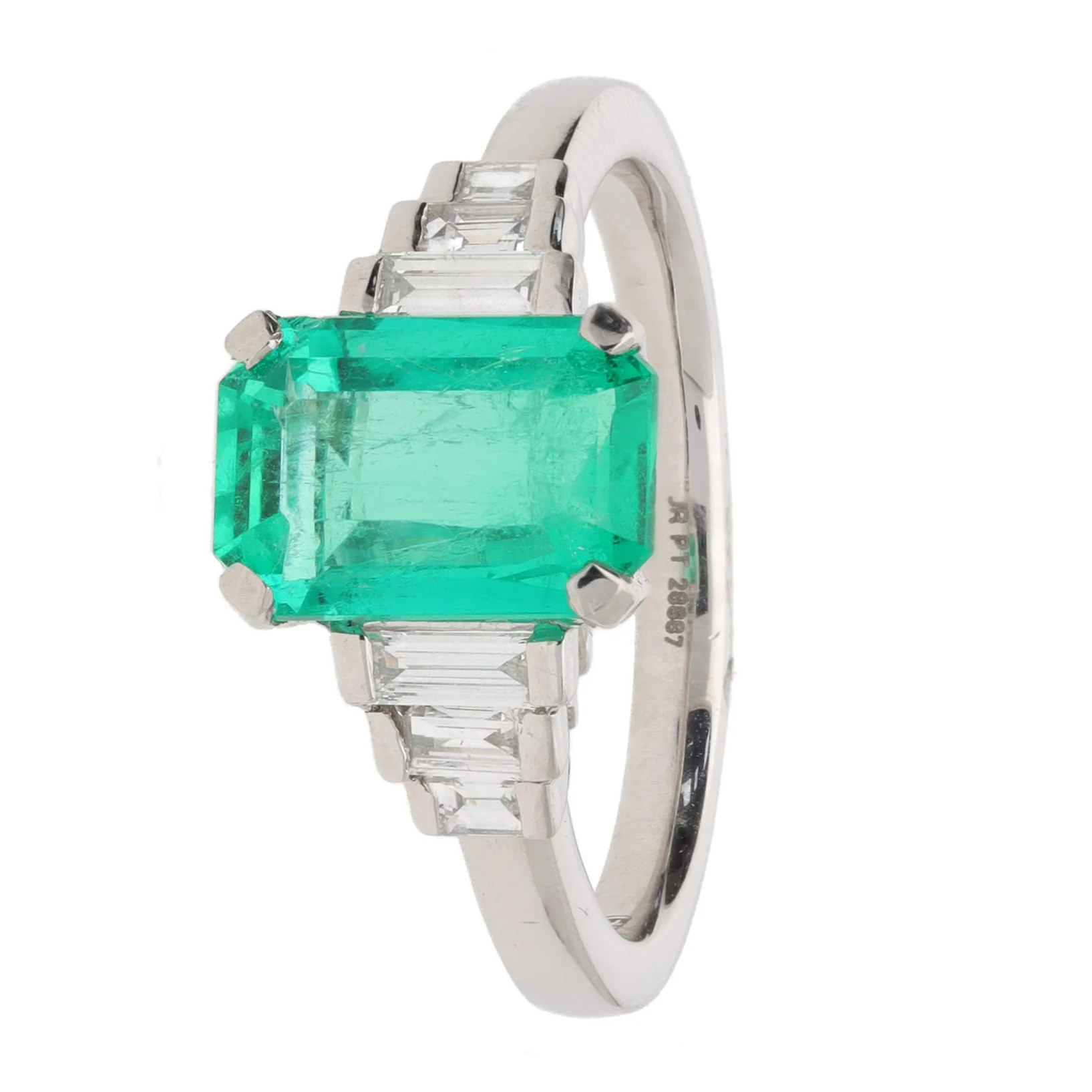 Emerald and Diamond Platinum Ring