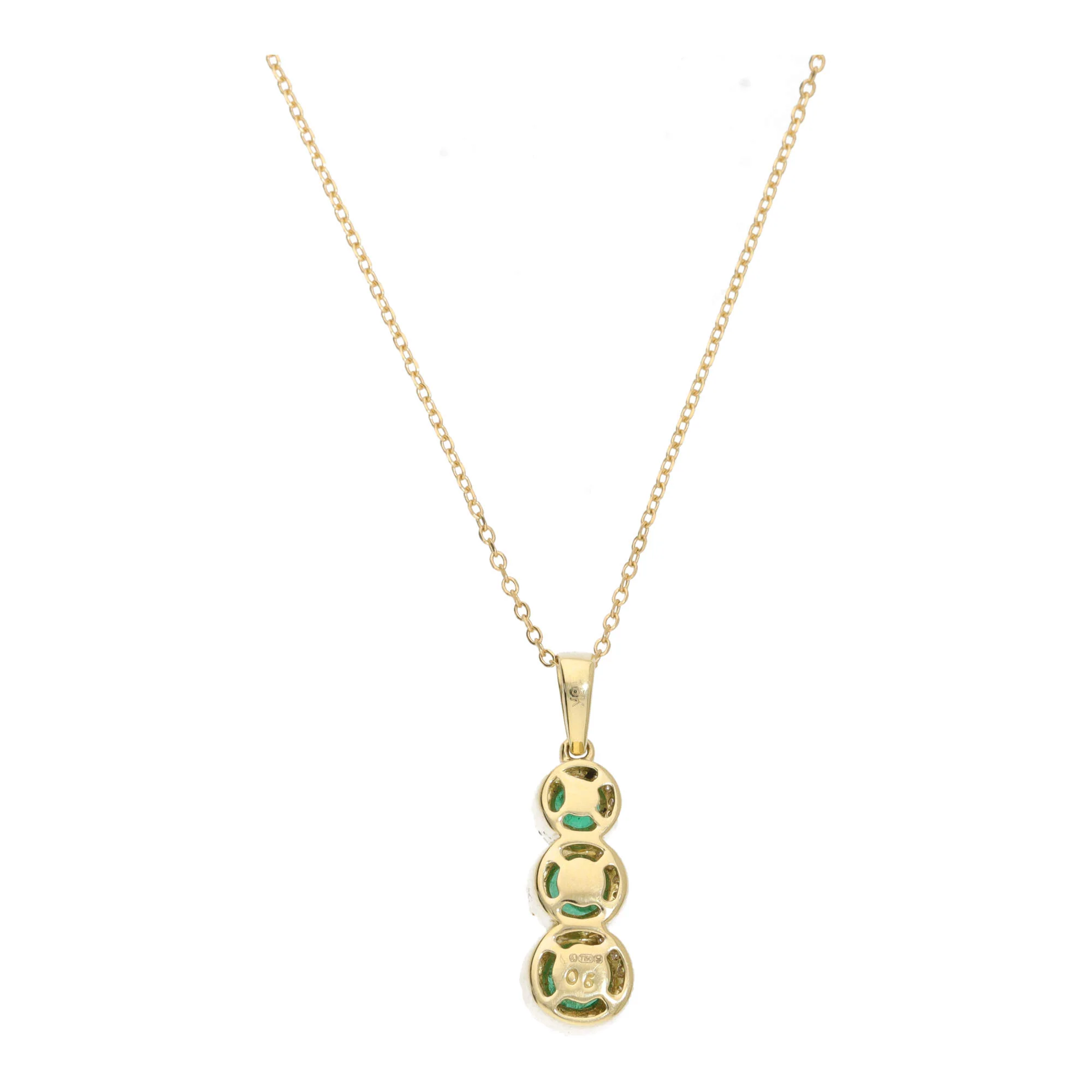 Emerld and Diamond18ct Yellow Gold Stacked Cluster Necklace - Image 2