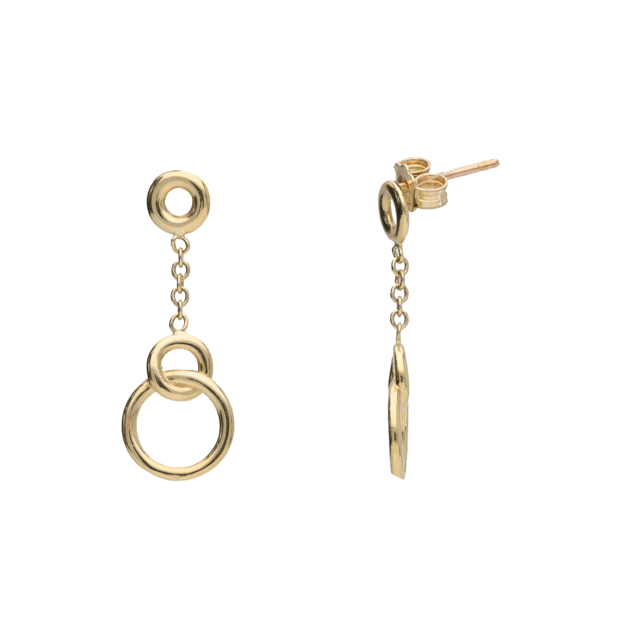 Entwined Circle 9ct Yellow Gold Drop Earrings - Image 2