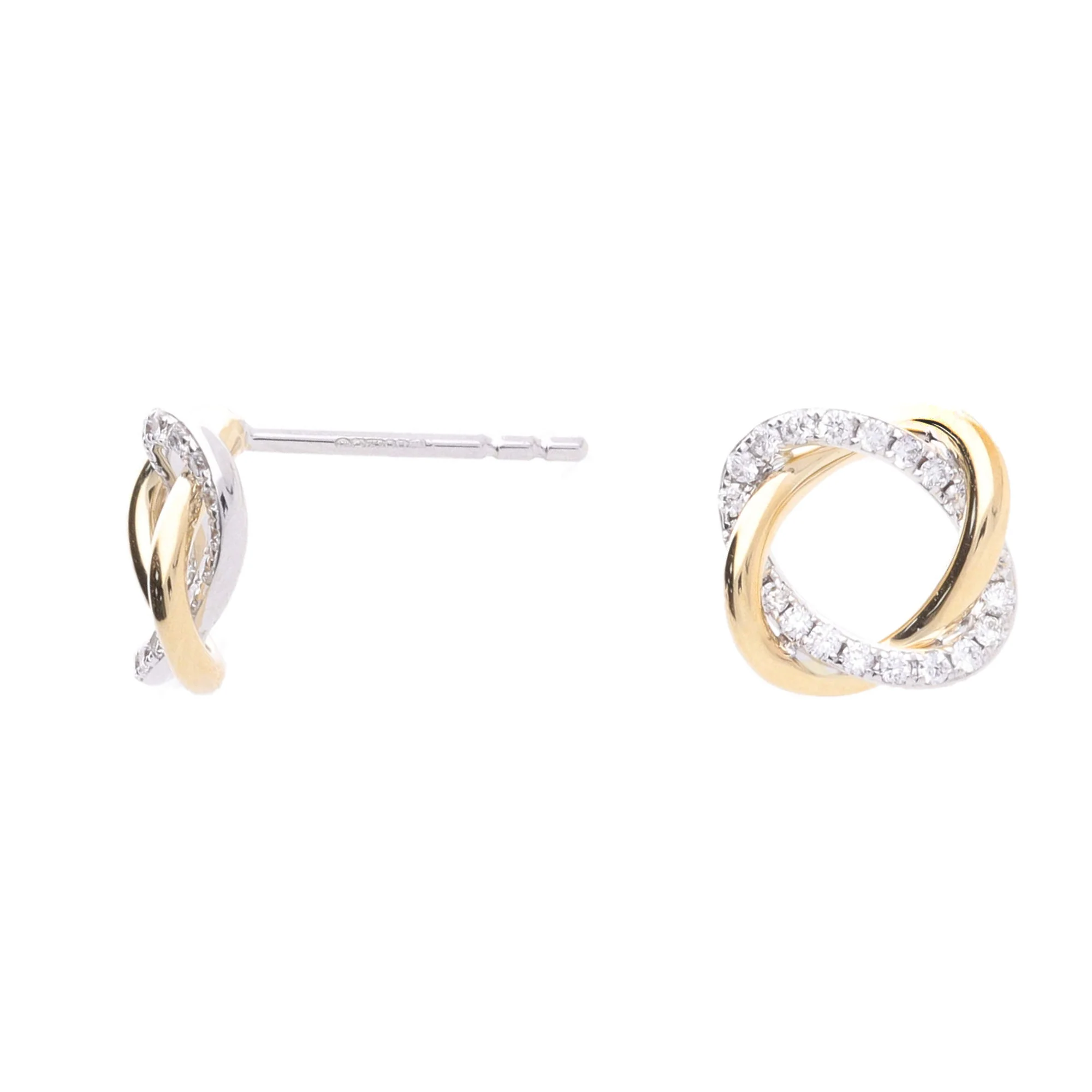 Entwined Diamond 18ct Yellow and White Gold Open Stud Earrings - Image 2
