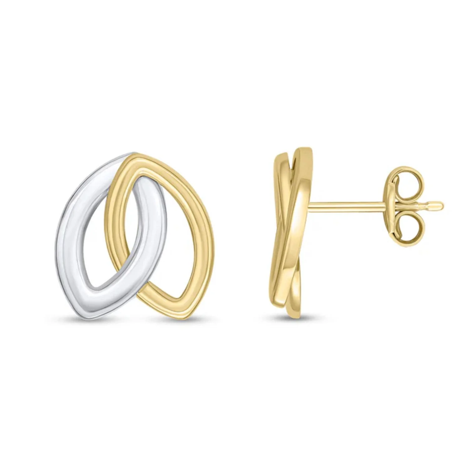 Entwined Marquise 9ct Gold Stud Earrings - Image 2