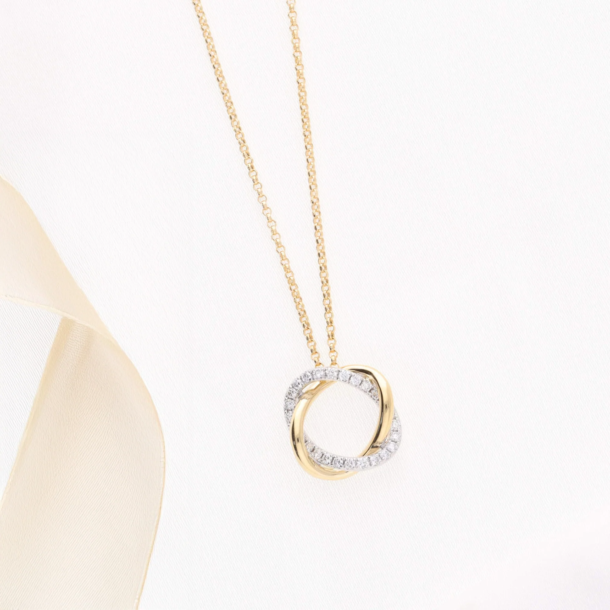 Entwined Oval Diamond 18ct Yellow and White Gold Necklace - Image 2