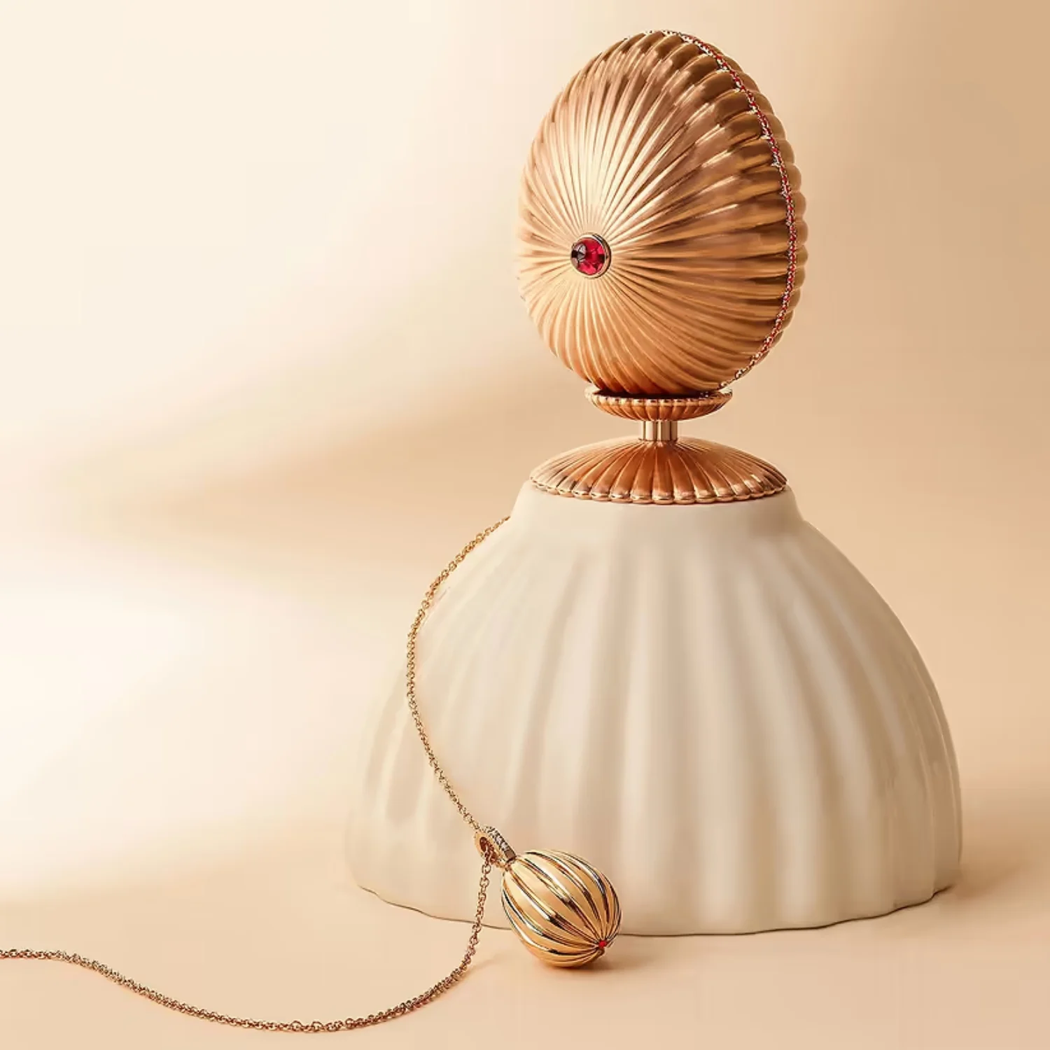 Fabergé Heritage Forever 180 Anniversary Egg Pendant 18ct Rose Gold Diamond and Ruby - Image 5