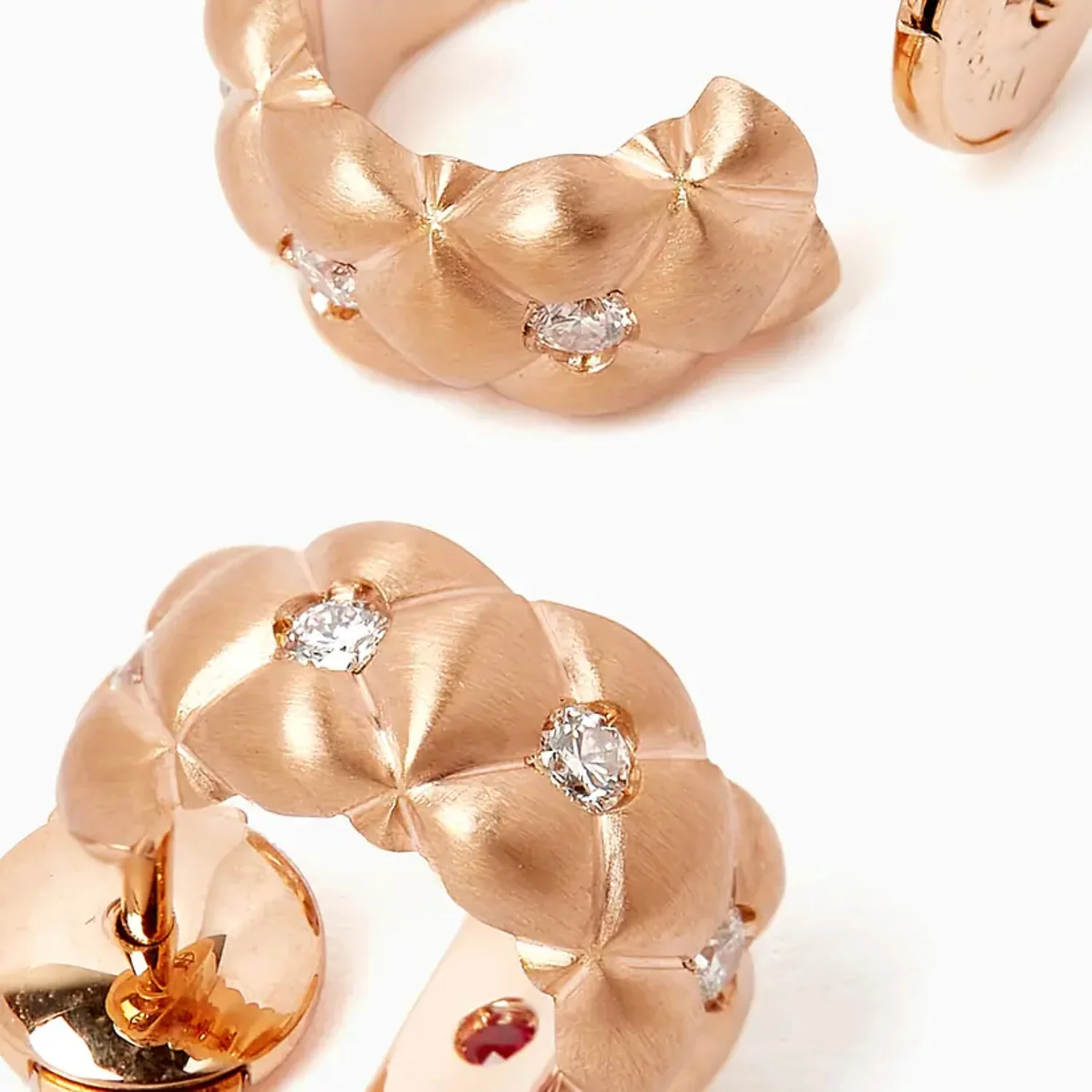 Fabergé Crown Quilted Hoop Earrings with Diamonds - Image 2