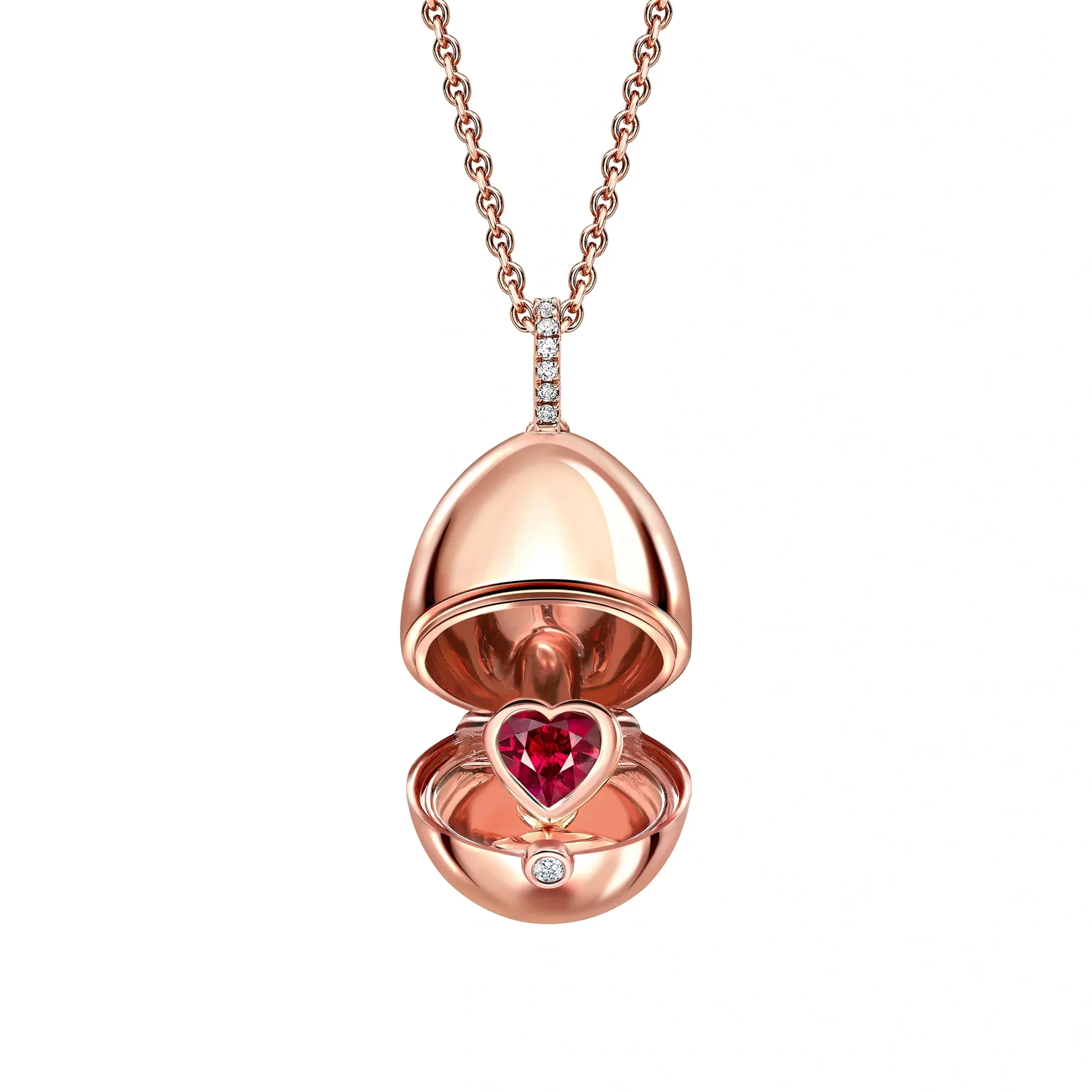 Fabergé Heritage Surprise Ruby Heart Pendant 18ct Rose Gold