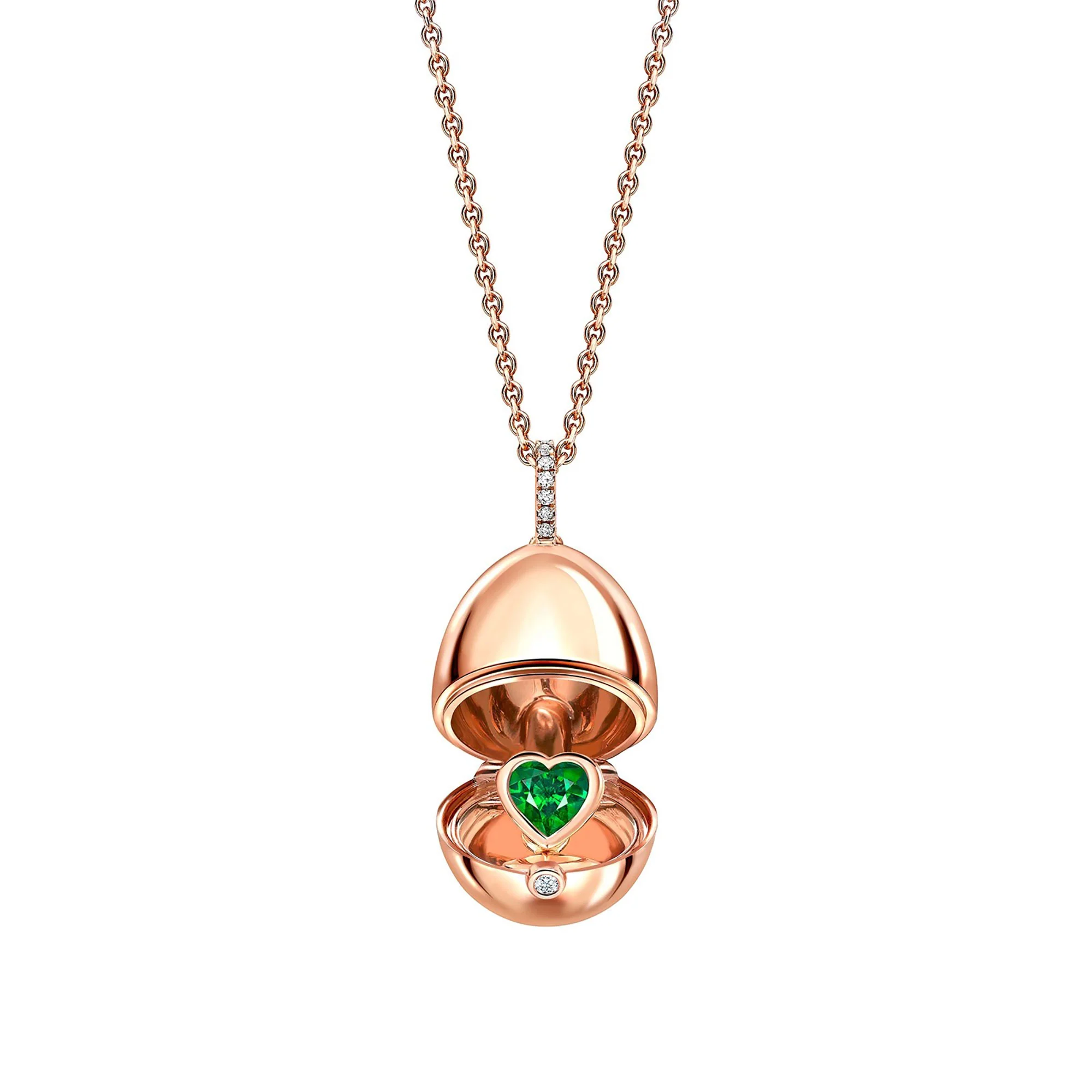 Fabergé Heritage Surprise Emerald Heart Pendant 18ct Rose Gold - Image 2