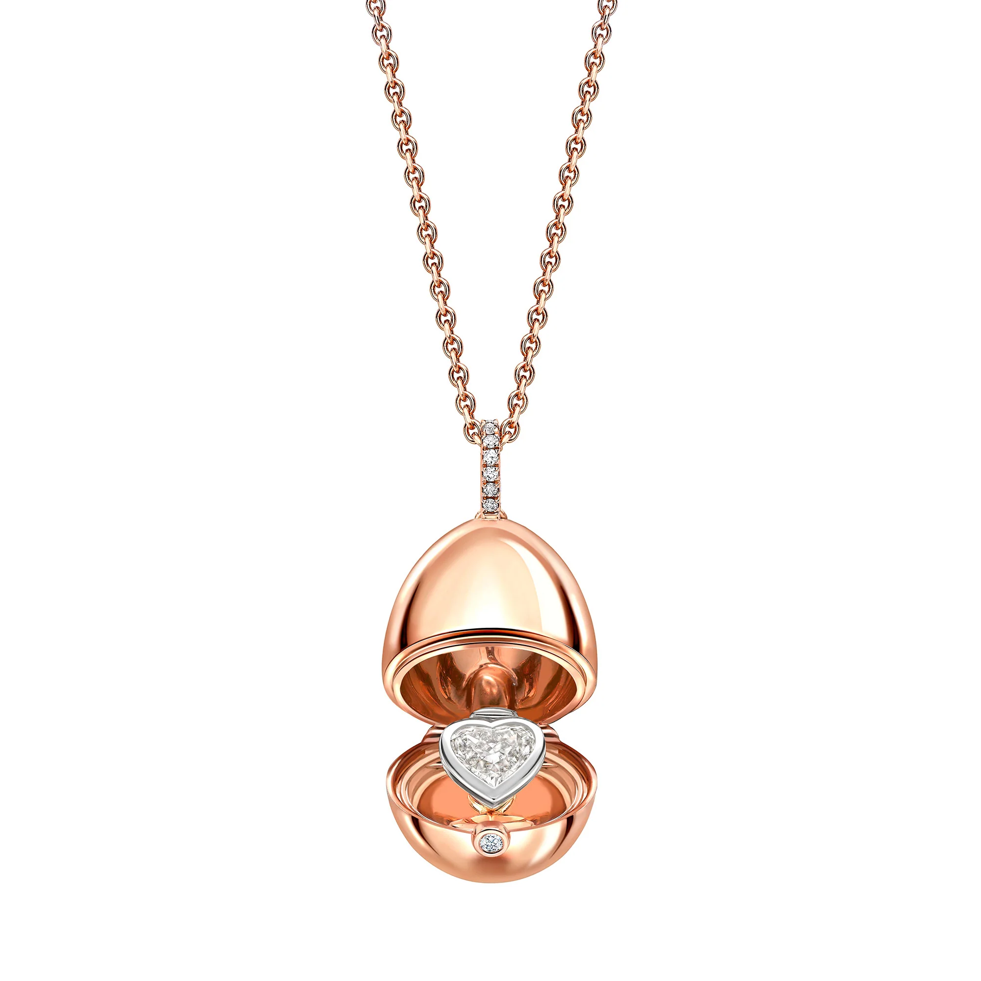 Fabergé Heritage Surprise Diamond Heart Pendant 18ct Rose Gold