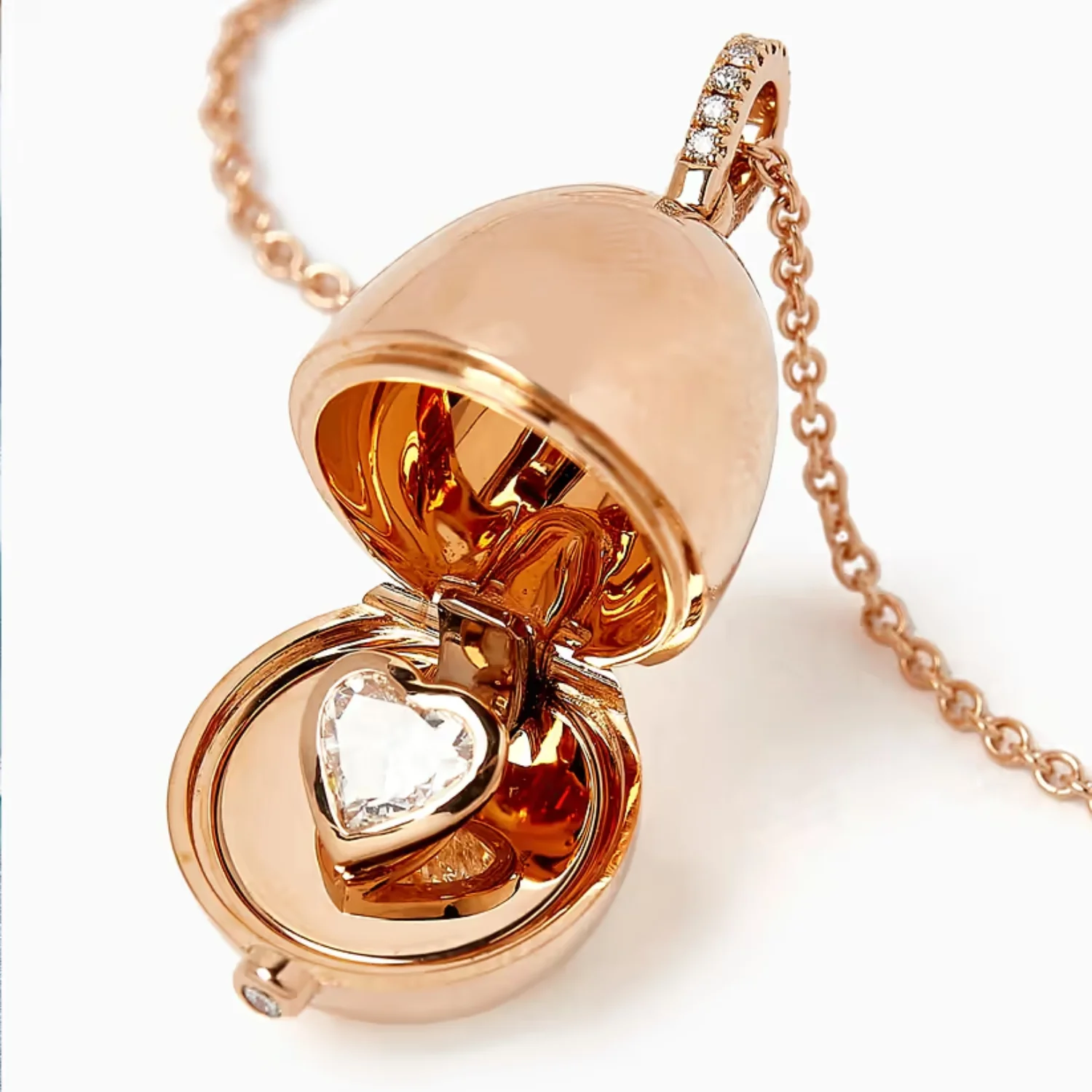 Fabergé Heritage Surprise Diamond Heart Pendant 18ct Rose Gold - Image 3