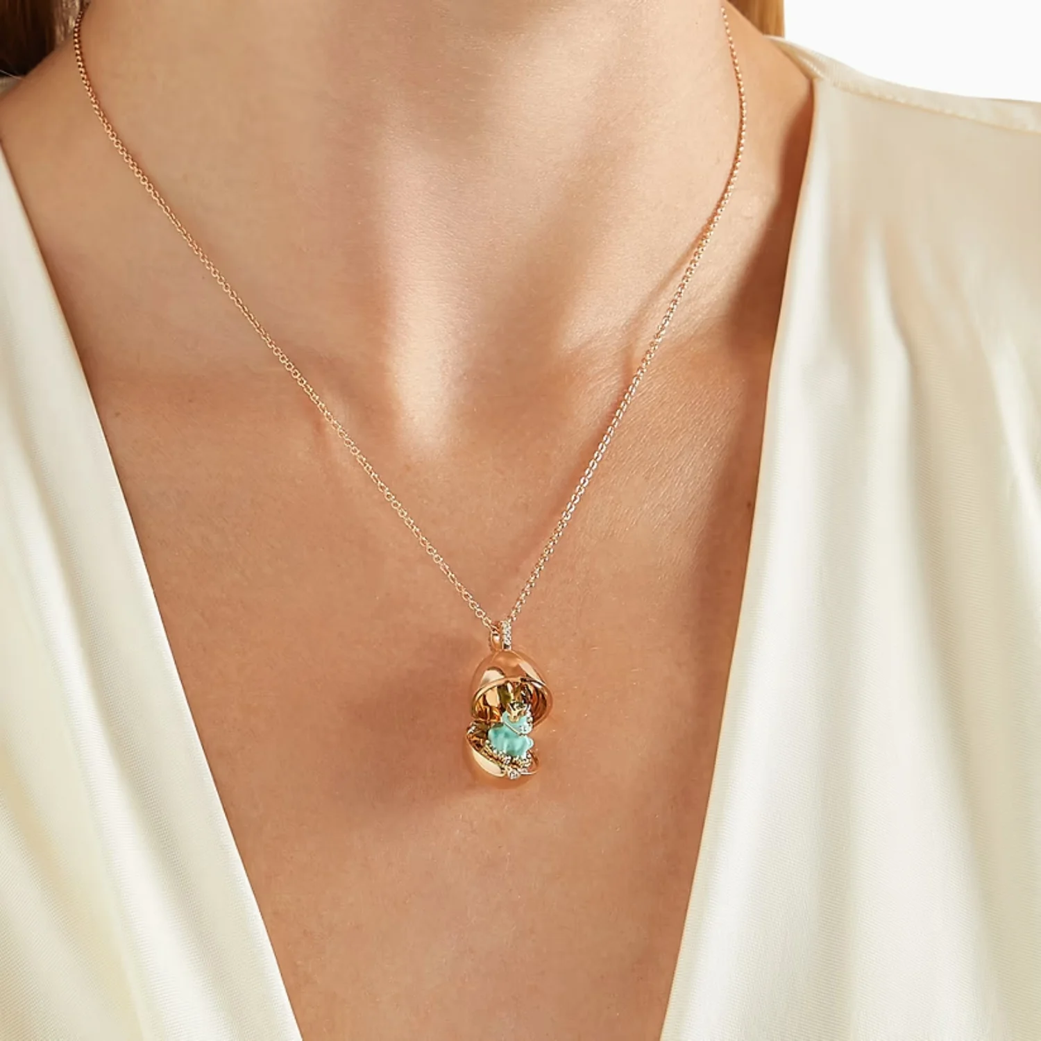 Fabergé Heritage Surprise Frog Pendant 18ct Rose Gold & Green Lacquer - Image 6