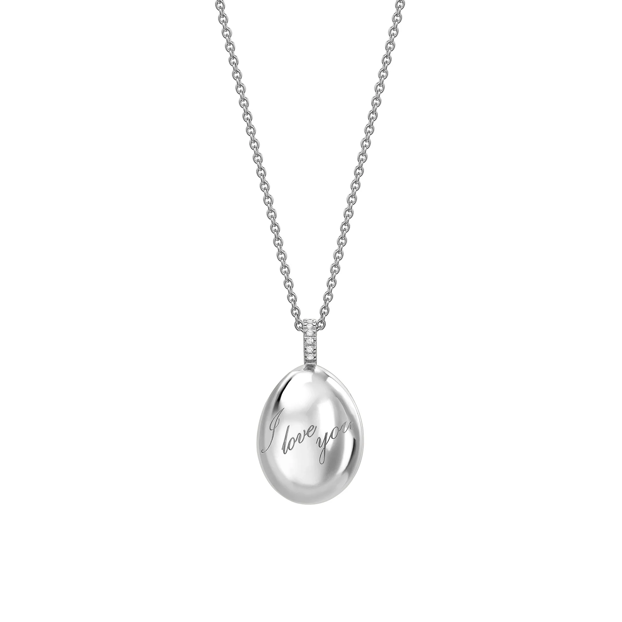 Fabergé Heritage Forever I Love You Egg Pendant 18ct White Gold