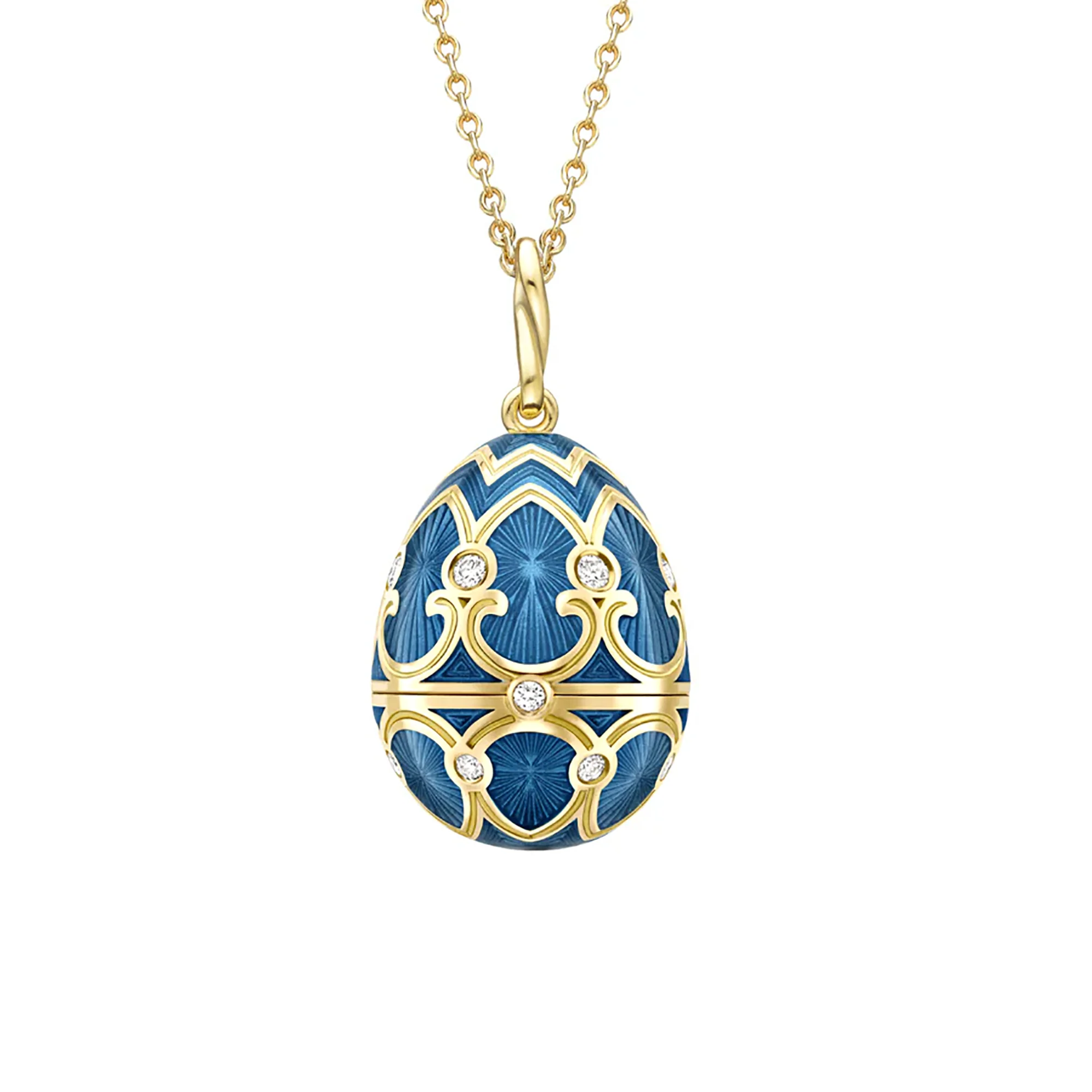 Fabergé Heritage Surprise Water Lily Pendant 18ct Yellow Gold Guilloché Enamel - Image 2