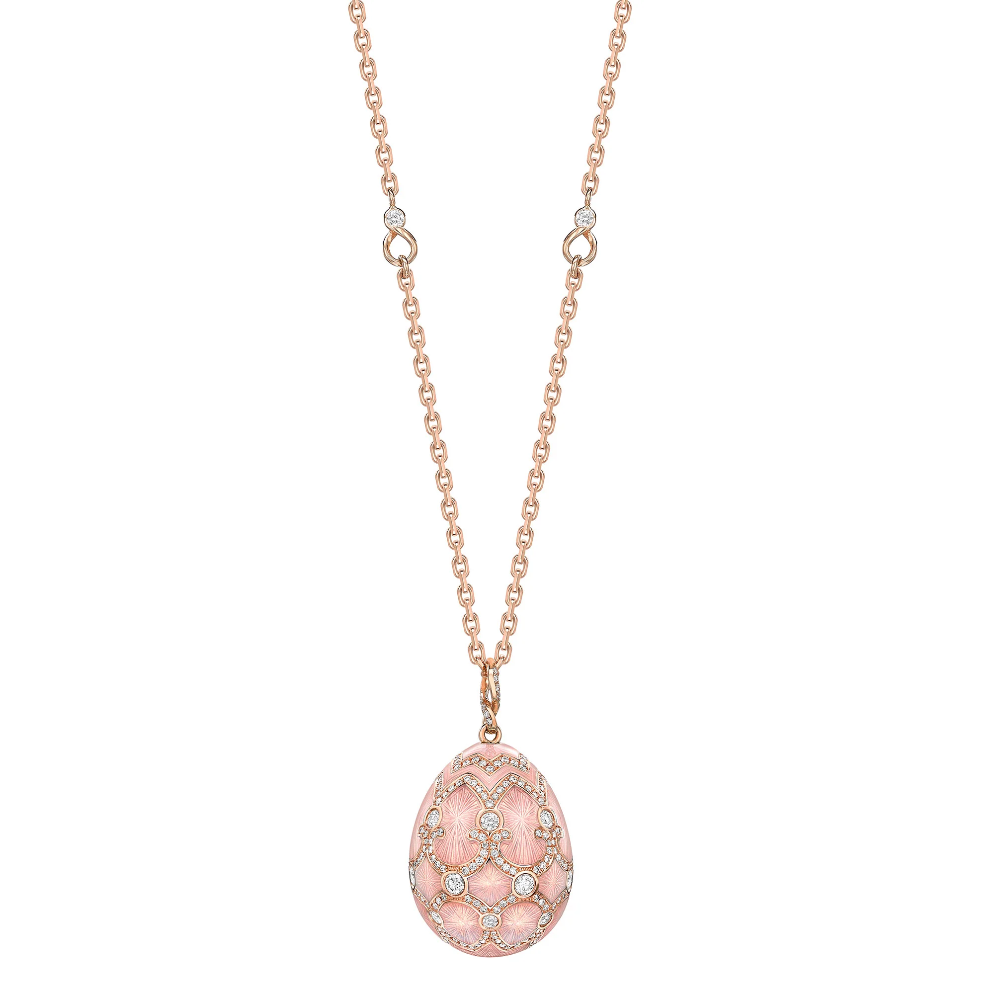 Fabergé Heritage Forever Large Egg Pendant 18ct Rose Gold Pink Guilloché Enamel - Image 3