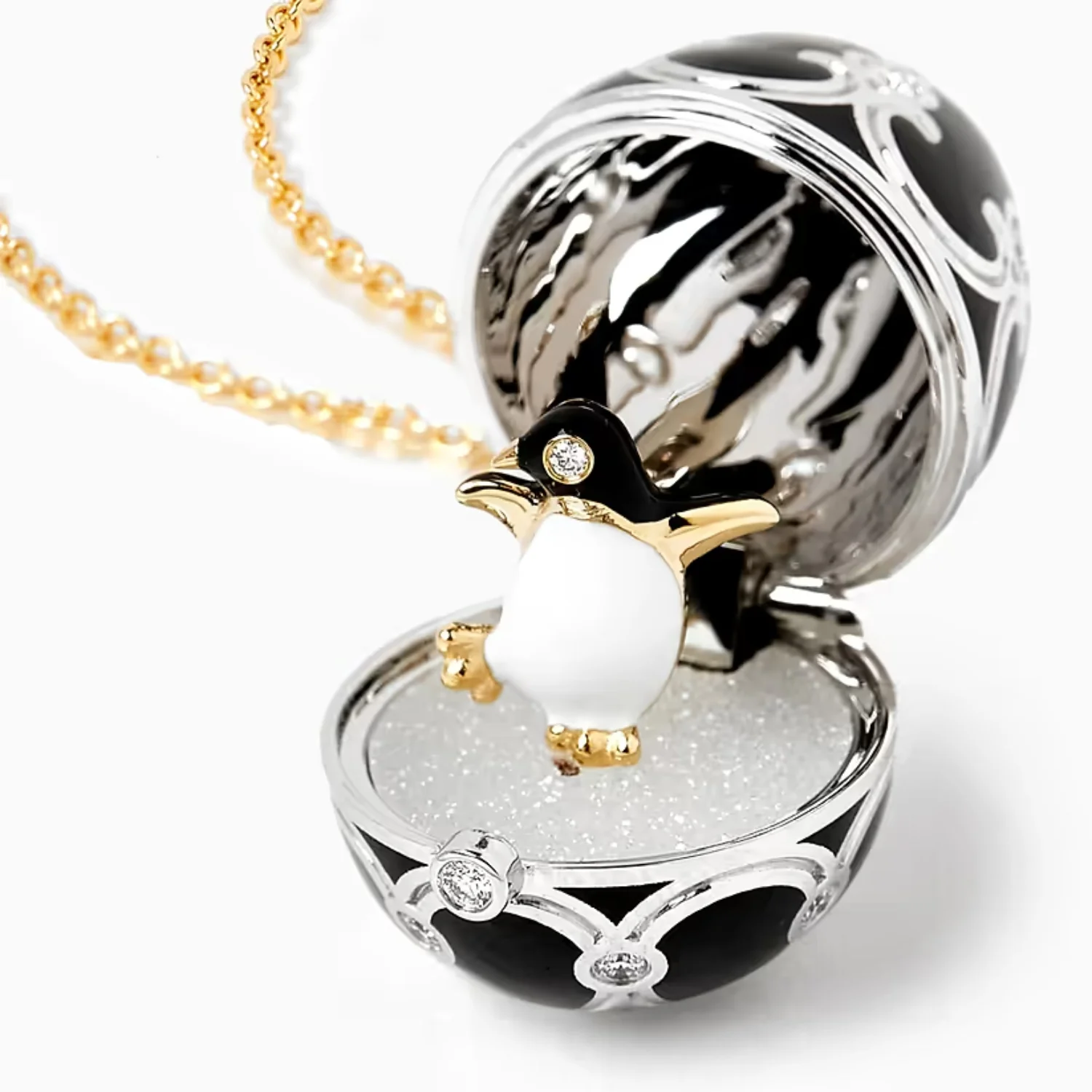 Fabergé Heritage Surprise Penguin Pendant 18ct White and Yellow Gold Black Enamel - Image 6