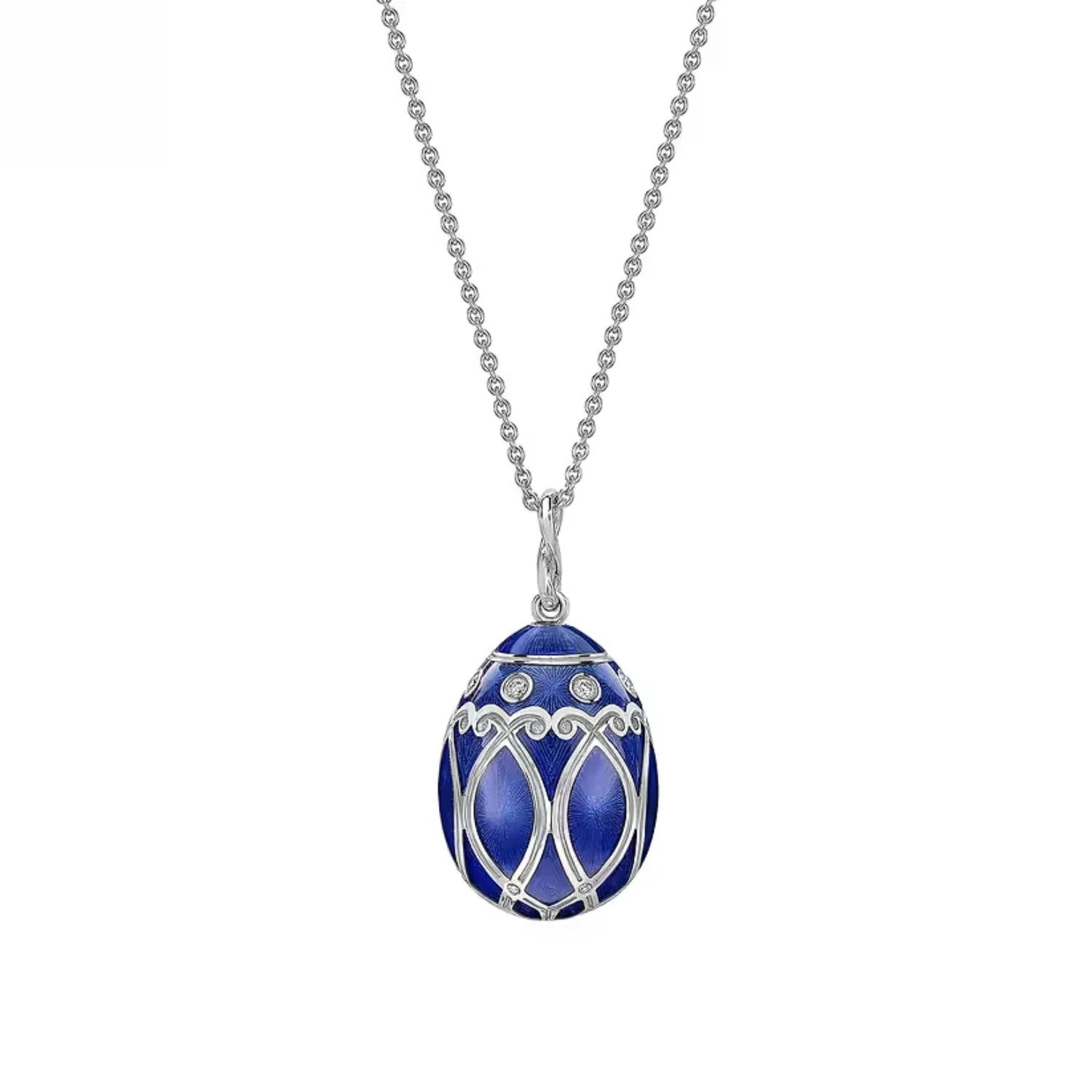 Fabergé Heritage Forever Palais Egg Pendant 18ct White Gold Royal Blue Guilloché Enamel - Image 2