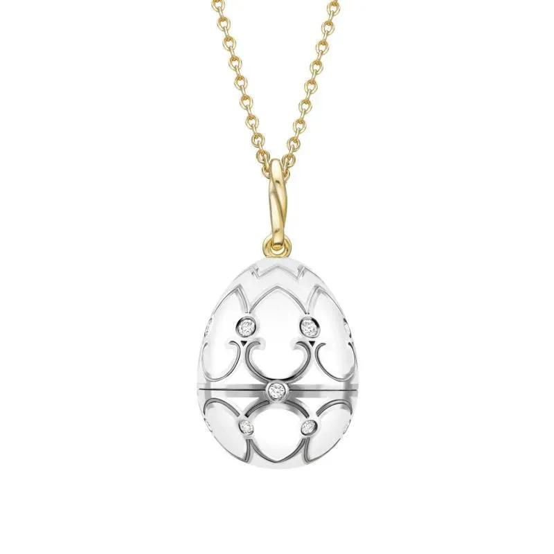 Fabergé Heritage Surprise Rose Pendant 18ct Yellow and White Gold Diamond and Enamel Carved Mother of Pearl - Image 2