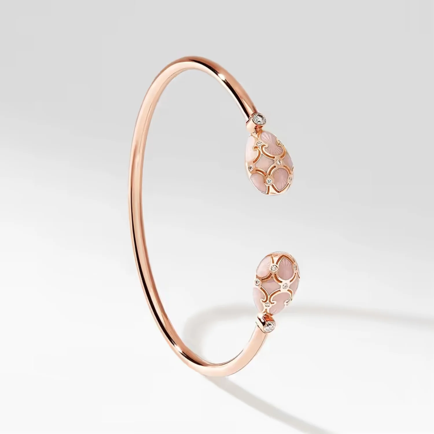 Fabergé Heritage Forever Open Bracelet 18ct Yellow Gold Pink Guilloché Enamel - Image 4
