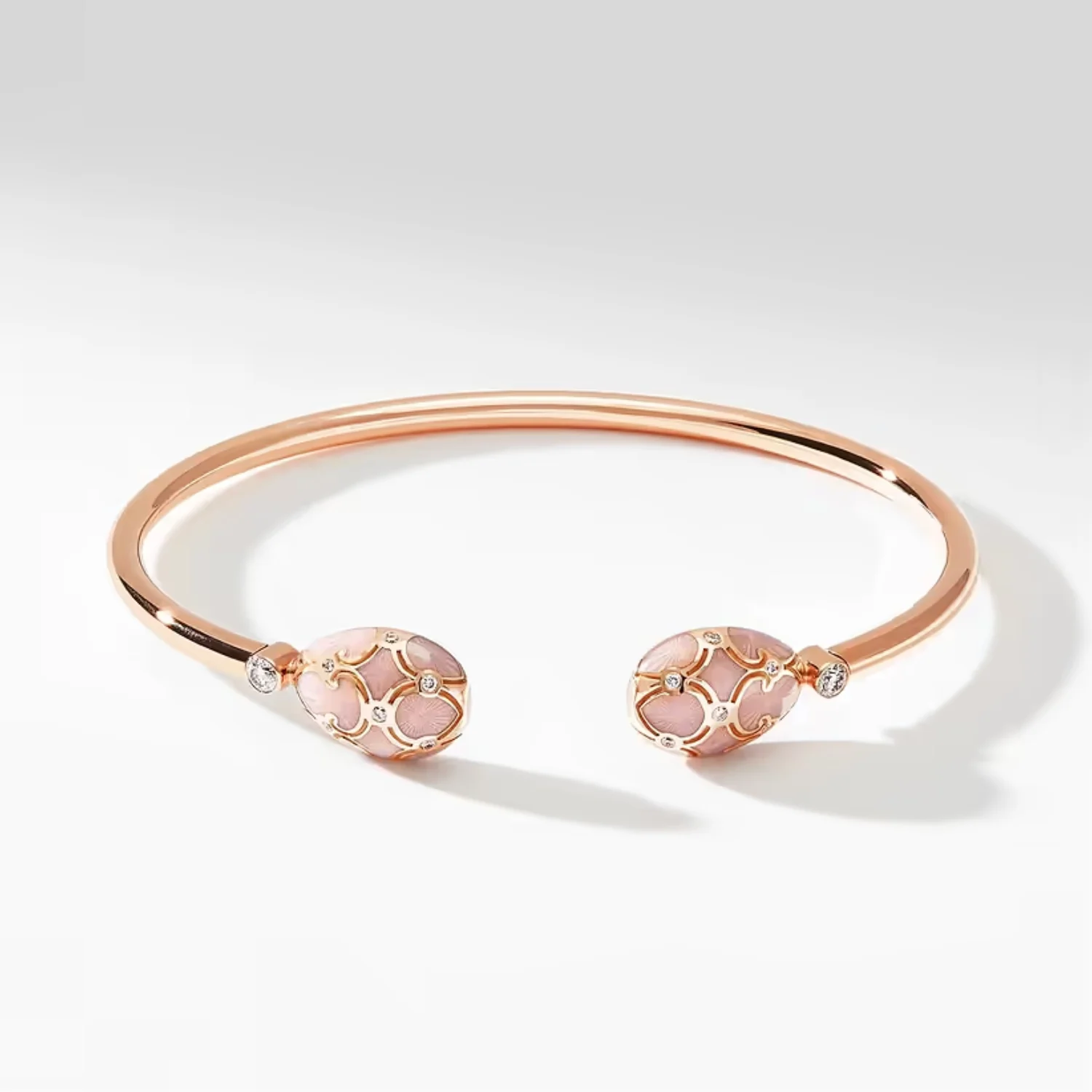 Fabergé Heritage Forever Open Bracelet 18ct Yellow Gold Pink Guilloché Enamel - Image 6