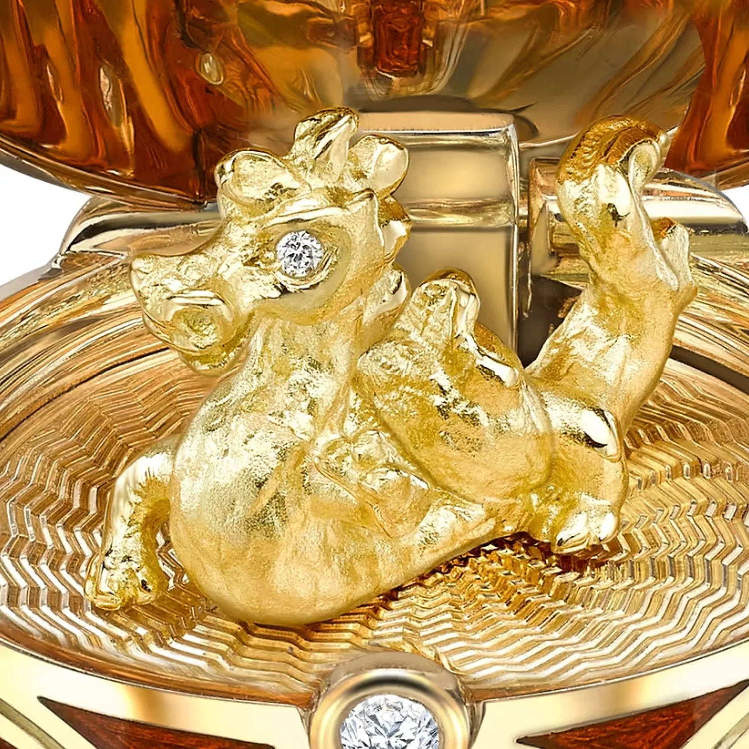 Fabergé Heritage Year of the Dragon Surprise Pendant 18ct Yellow Gold Red Guilloché Enamel - Image 4