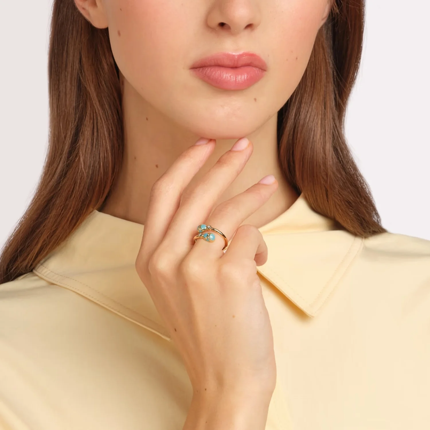 Fabergé Heritage Forever Crossover Ring 18ct Yellow Gold Turquoise Guilloché Enamel - Image 2