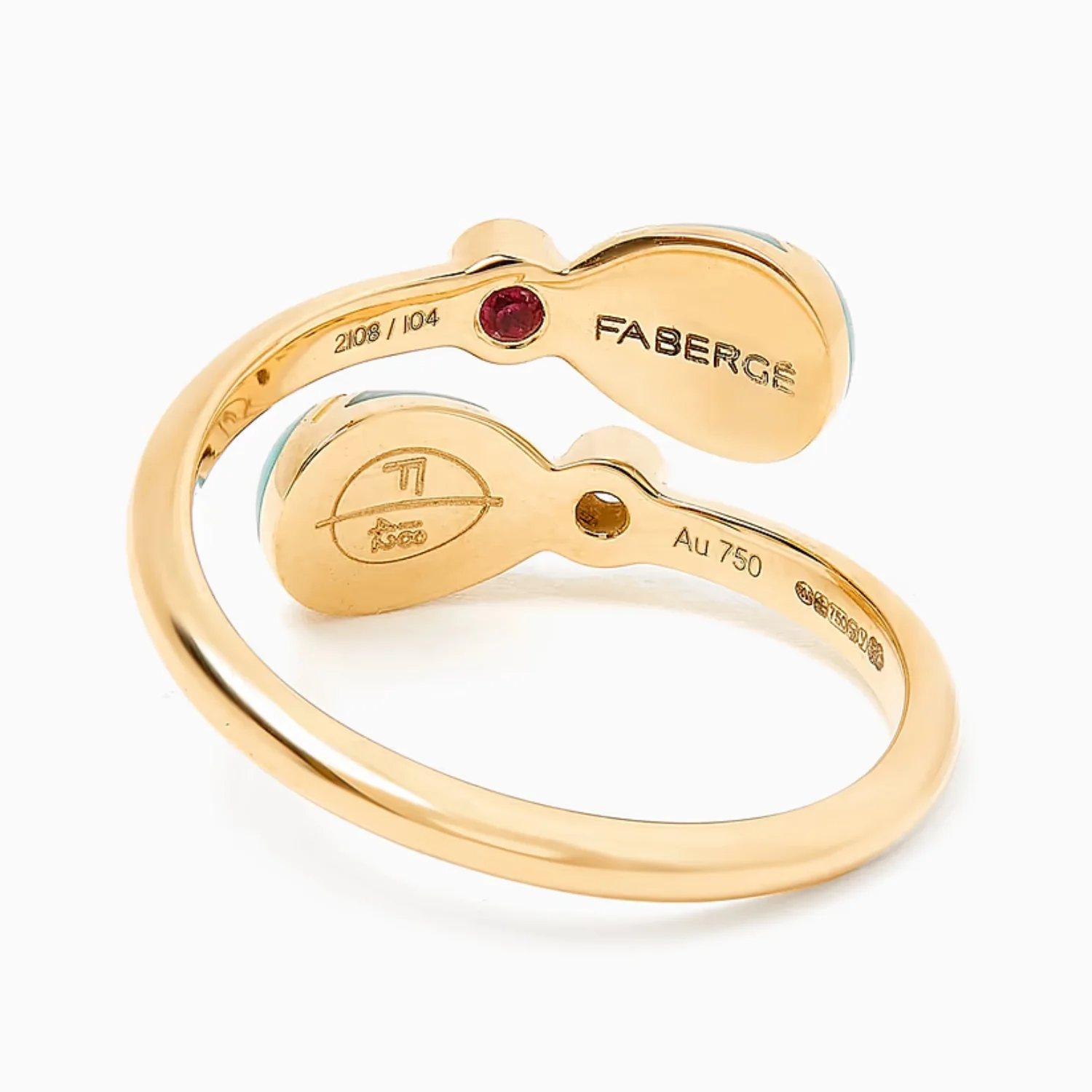 Fabergé Heritage Forever Crossover Ring 18ct Yellow Gold Turquoise Guilloché Enamel - Image 5