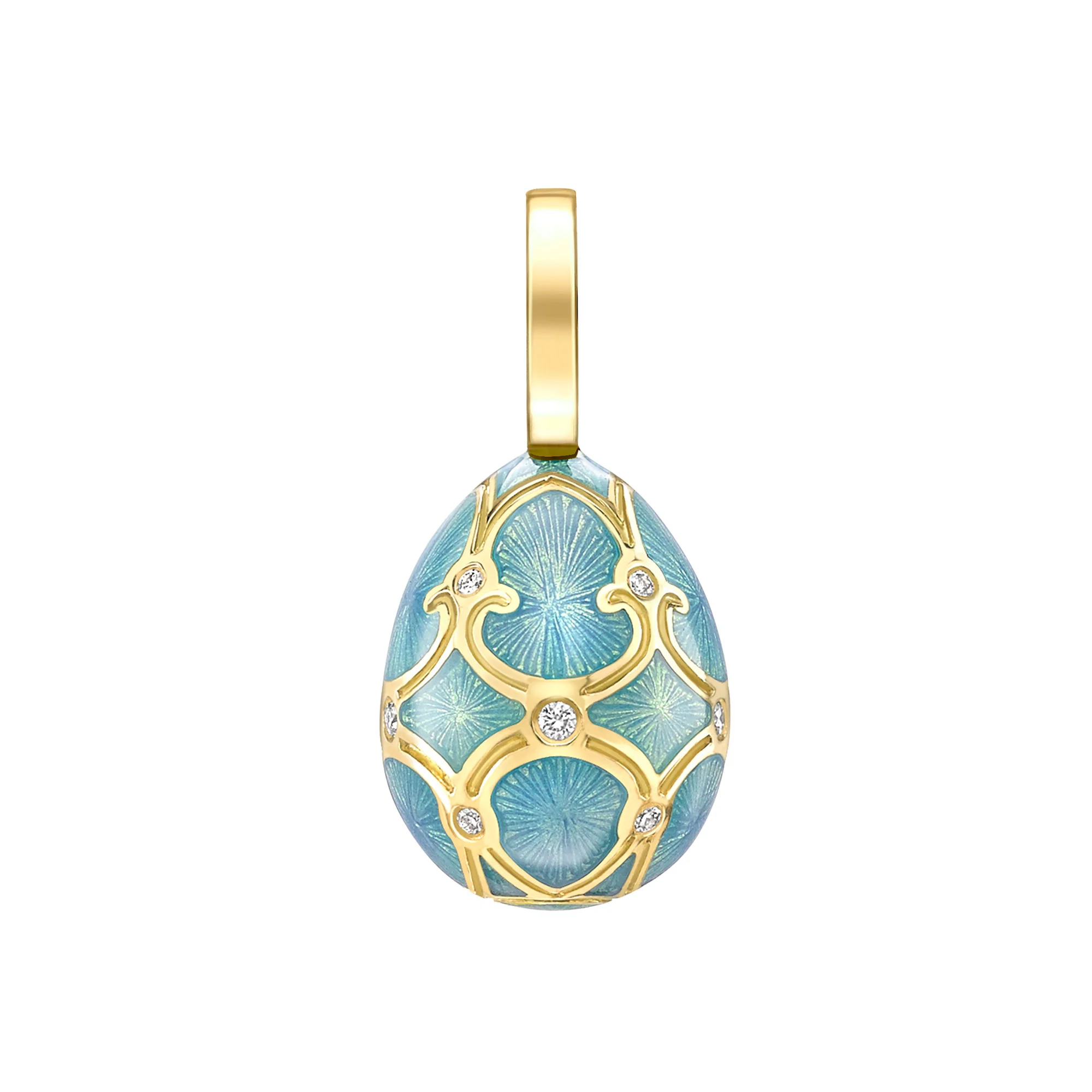 Fabergé Heritage Forever Egg Charm 18ct Yellow Gold Turquoise Guilloché Enamel