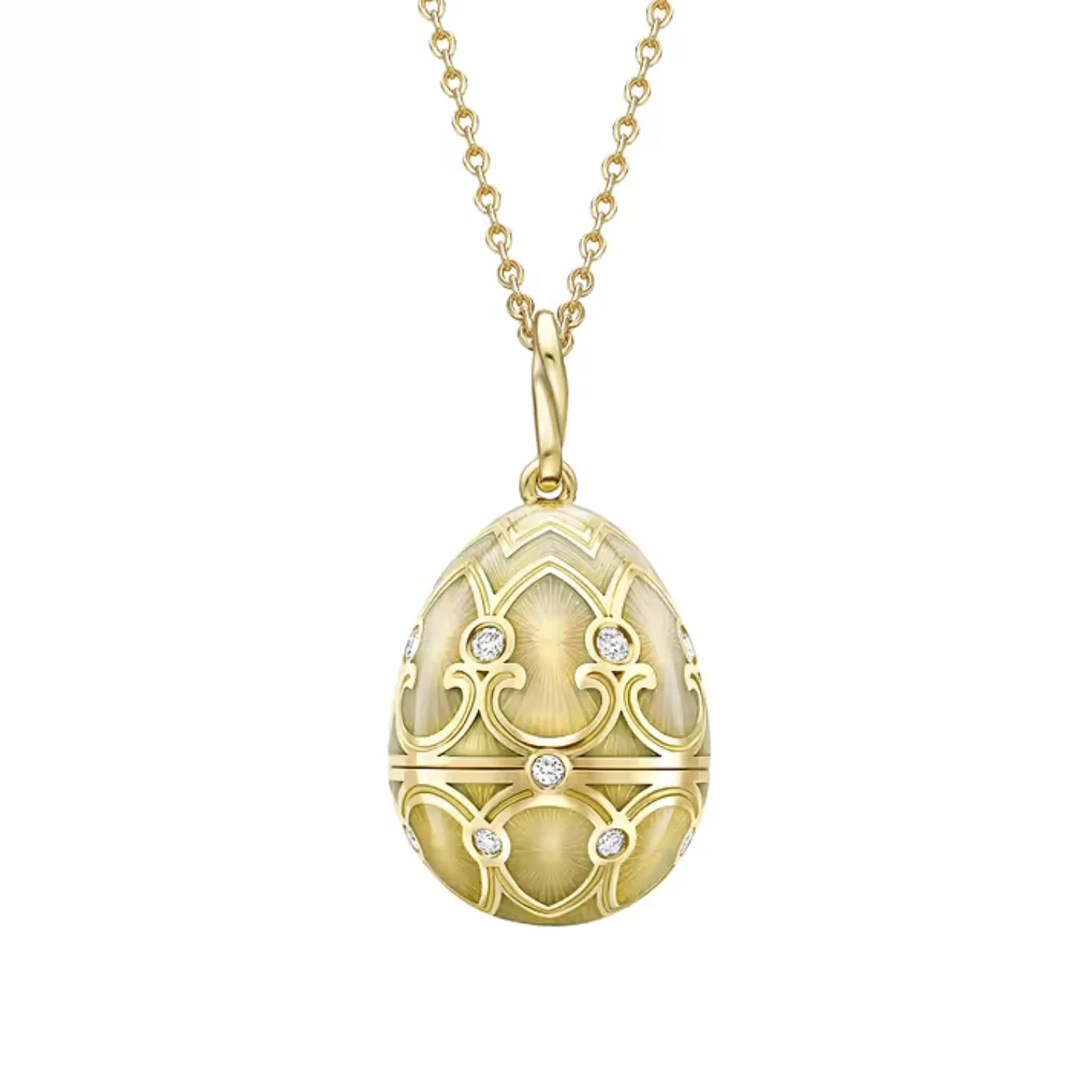 Fabergé Heritage Surprise Heart Pendant 18ct Yellow Gold Opalescent Guilloché Enamel - Image 5