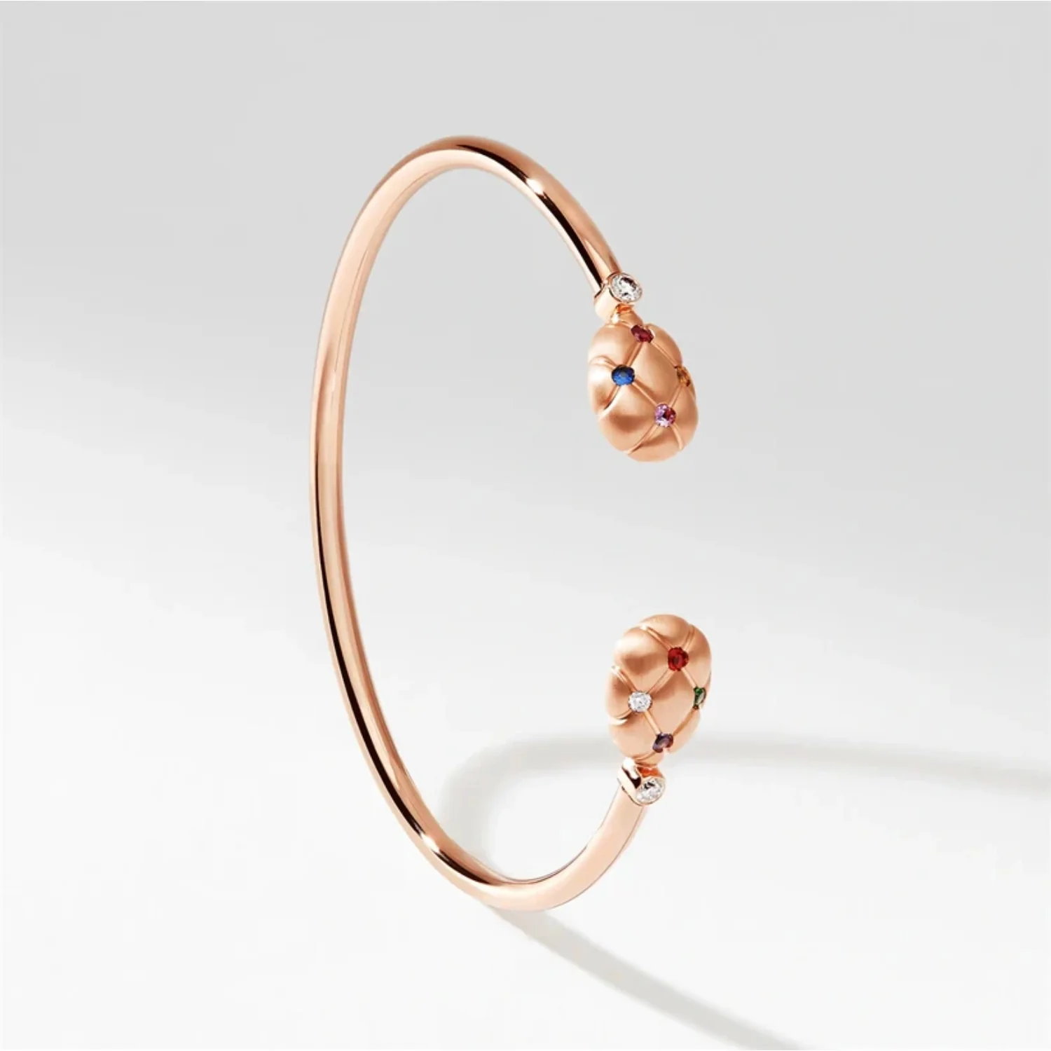 Fabergé Heritage Forever Quilted Open Bangle 18ct Rose Gold Multicolour Gemstone Set - Image 4