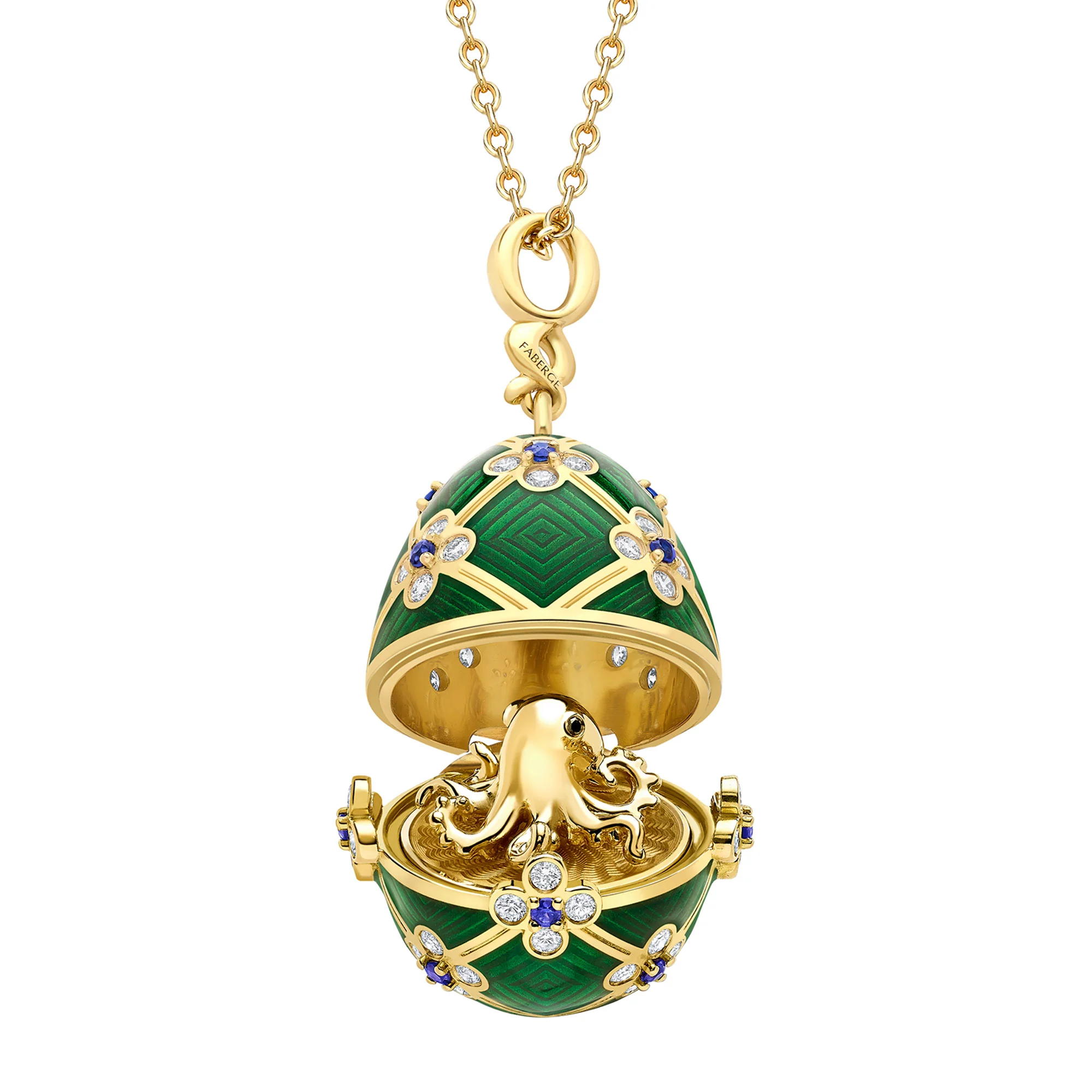 Fabergé Heritage Fabergé x 007 Special Edition Octopussy Pendant 18ct Yellow Gold & Green Guilloché Enamel