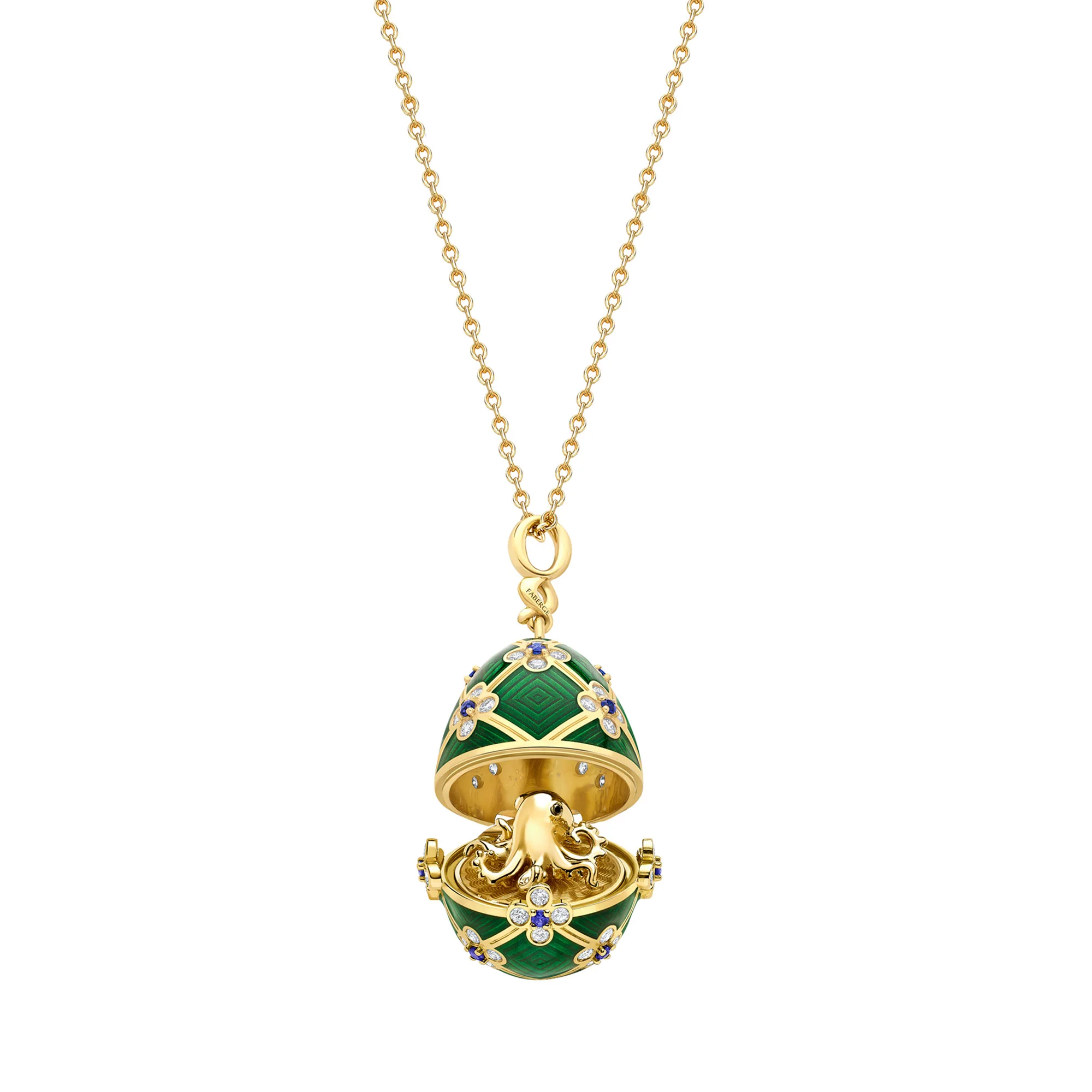 Fabergé Heritage Fabergé x 007 Special Edition Octopussy Pendant 18ct Yellow Gold & Green Guilloché Enamel - Image 2