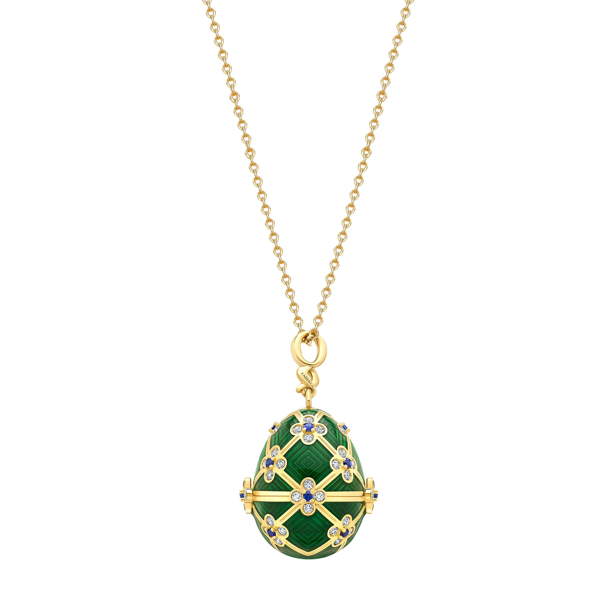 Fabergé Heritage Fabergé x 007 Special Edition Octopussy Pendant 18ct Yellow Gold & Green Guilloché Enamel - Image 4