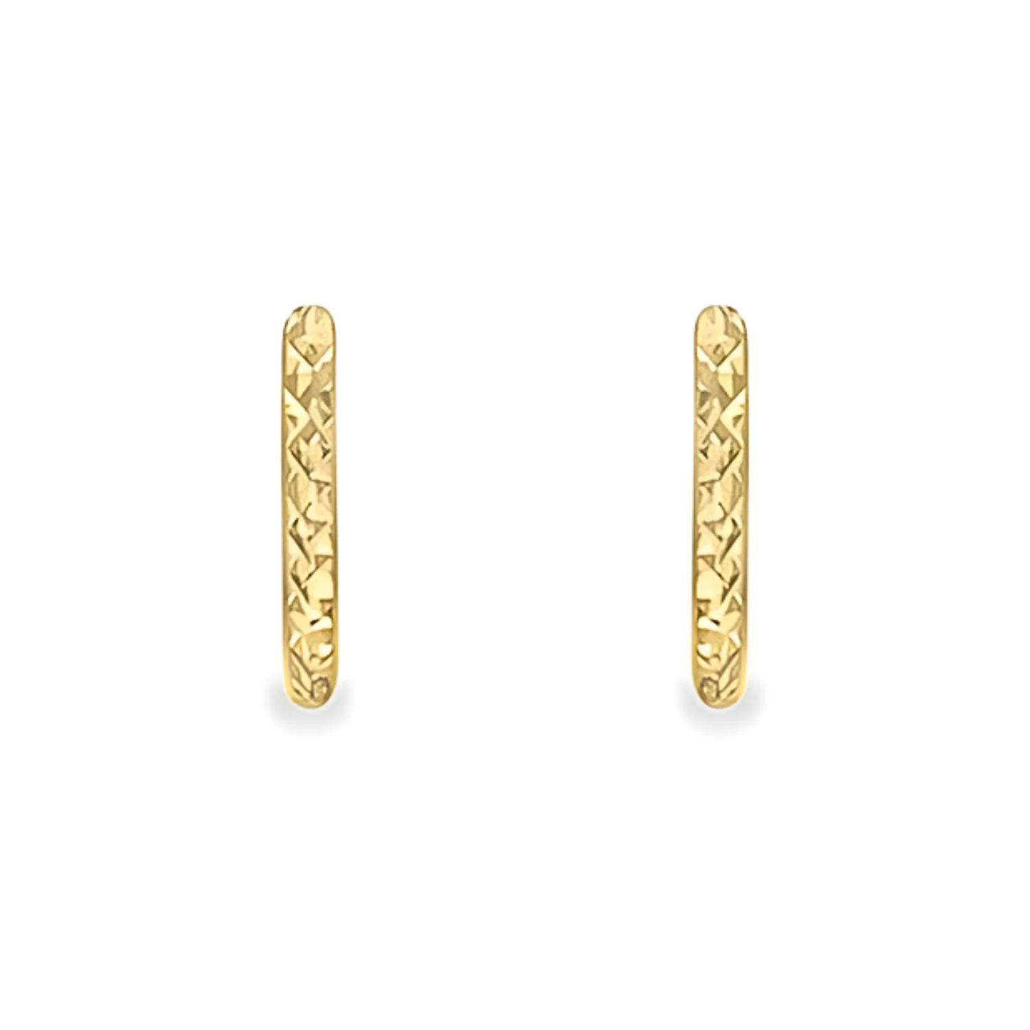 Faceted Rectangular 9ct Yellow Gold Huggy Hoop Earrings - Image 2