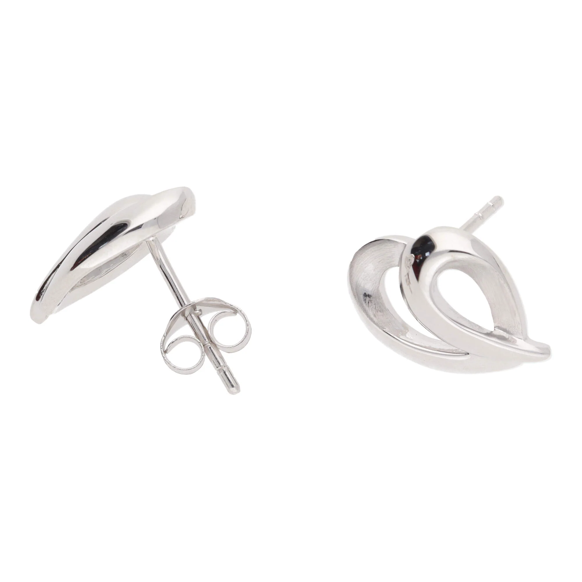 Fancy Heart Shaped 9ct White Gold Stud Earrings - Image 2