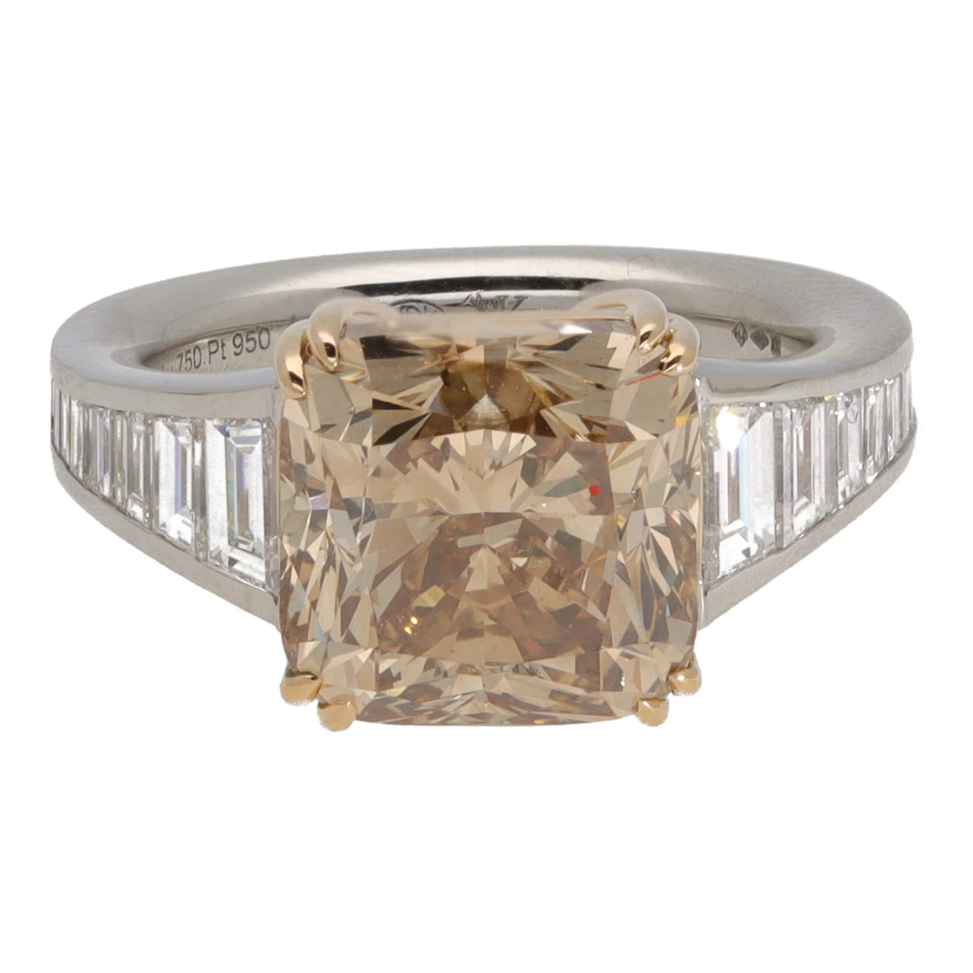 Fancy Light Brown 7.01ct Natural Diamond Platinum Ring - Image 2