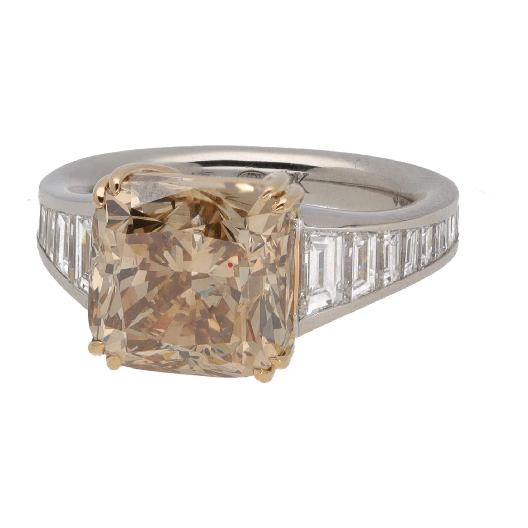 Fancy Light Brown 7.01ct Natural Diamond Platinum Ring - Image 3