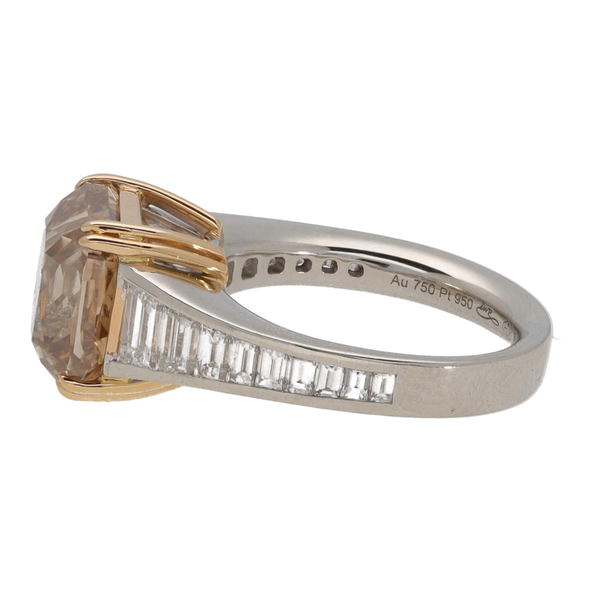 Fancy Light Brown 7.01ct Natural Diamond Platinum Ring - Image 4