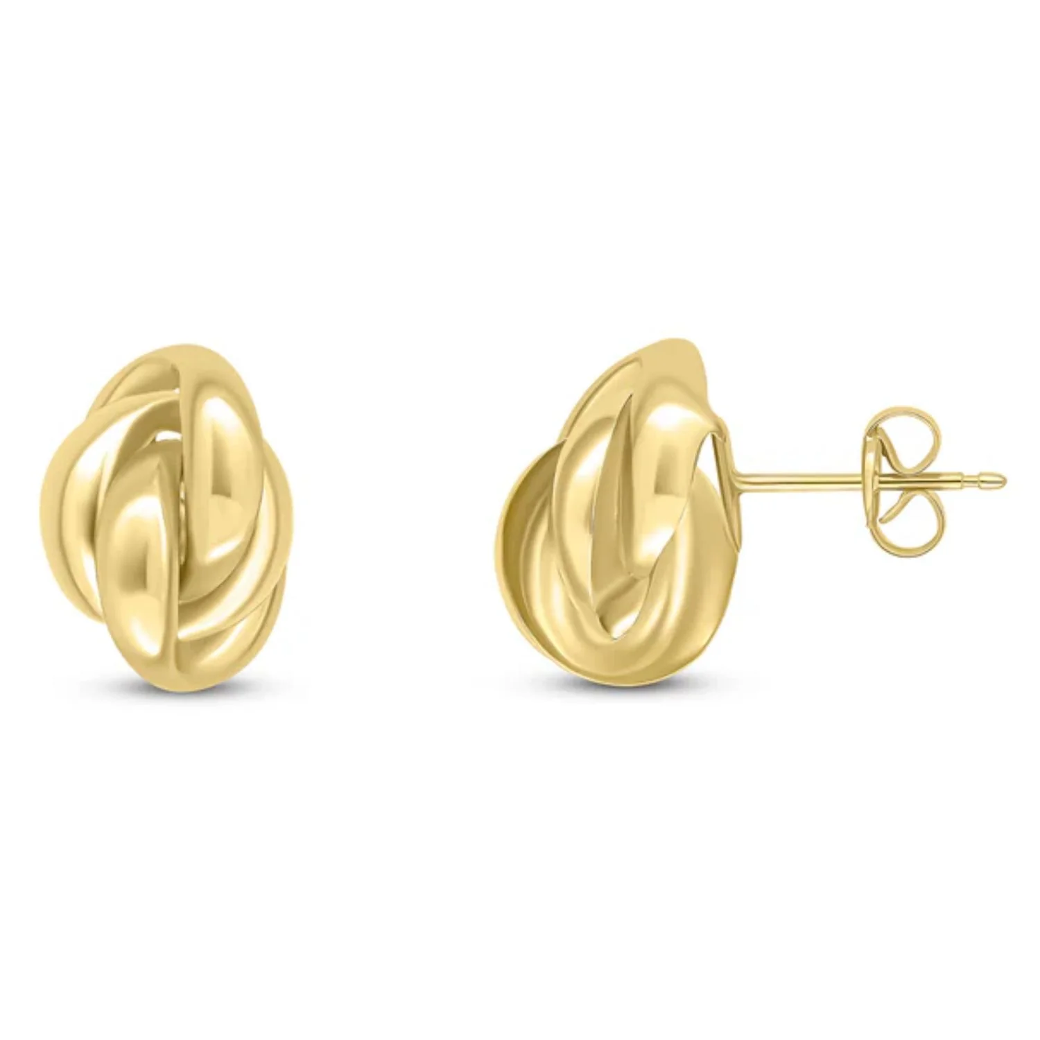 Fancy Oval 9ct Yellow Gold Knot Stud Earrings - Image 2