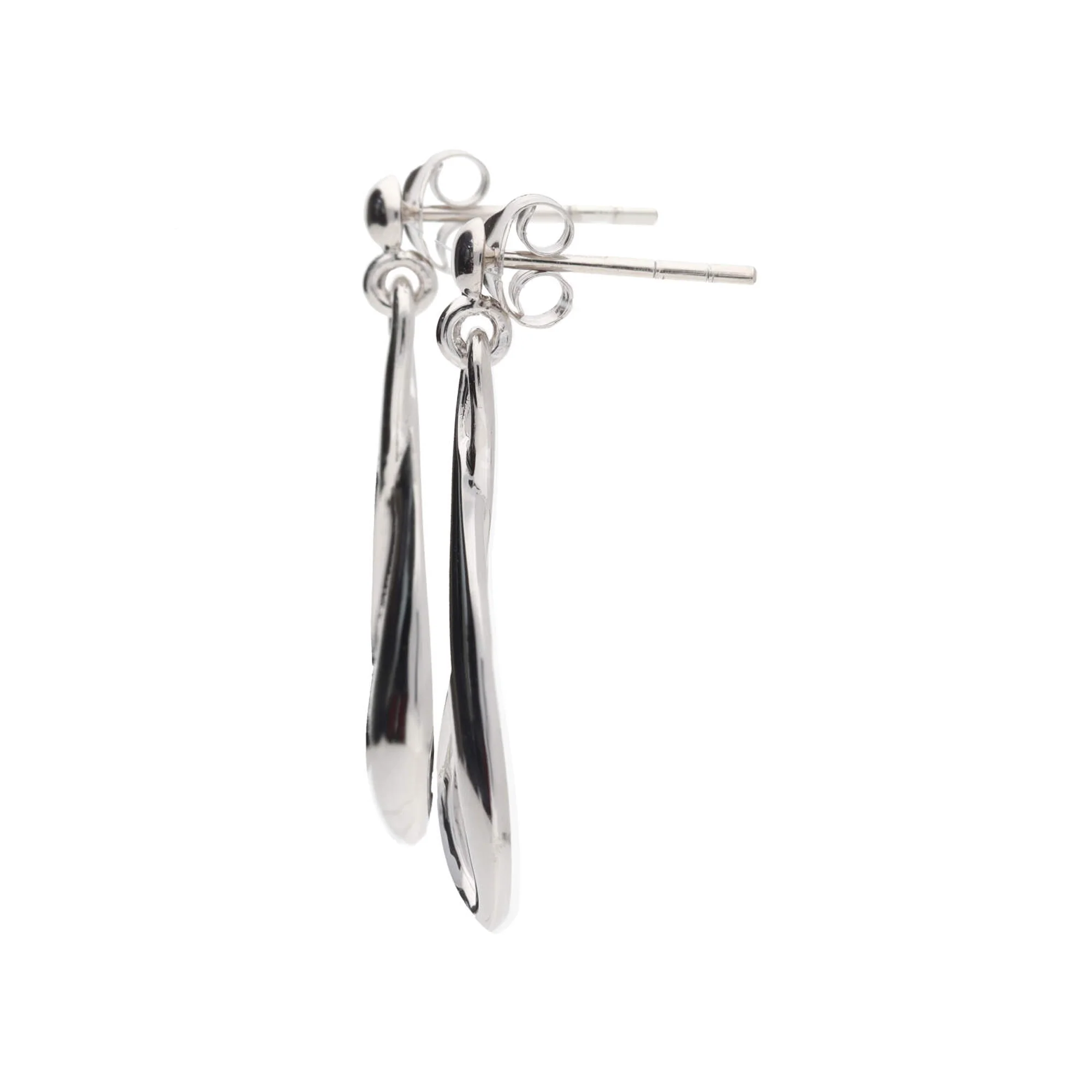 Figure of Eight 9ct White Gold Drop Earrings - Image 3