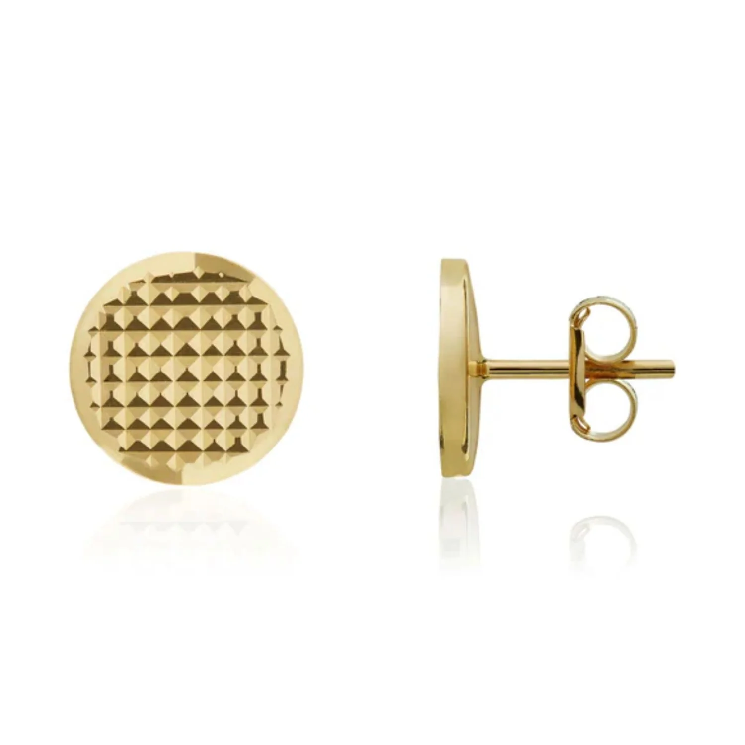 Flat Disc 9ct Yellow Gold Stud Earrings - Image 2