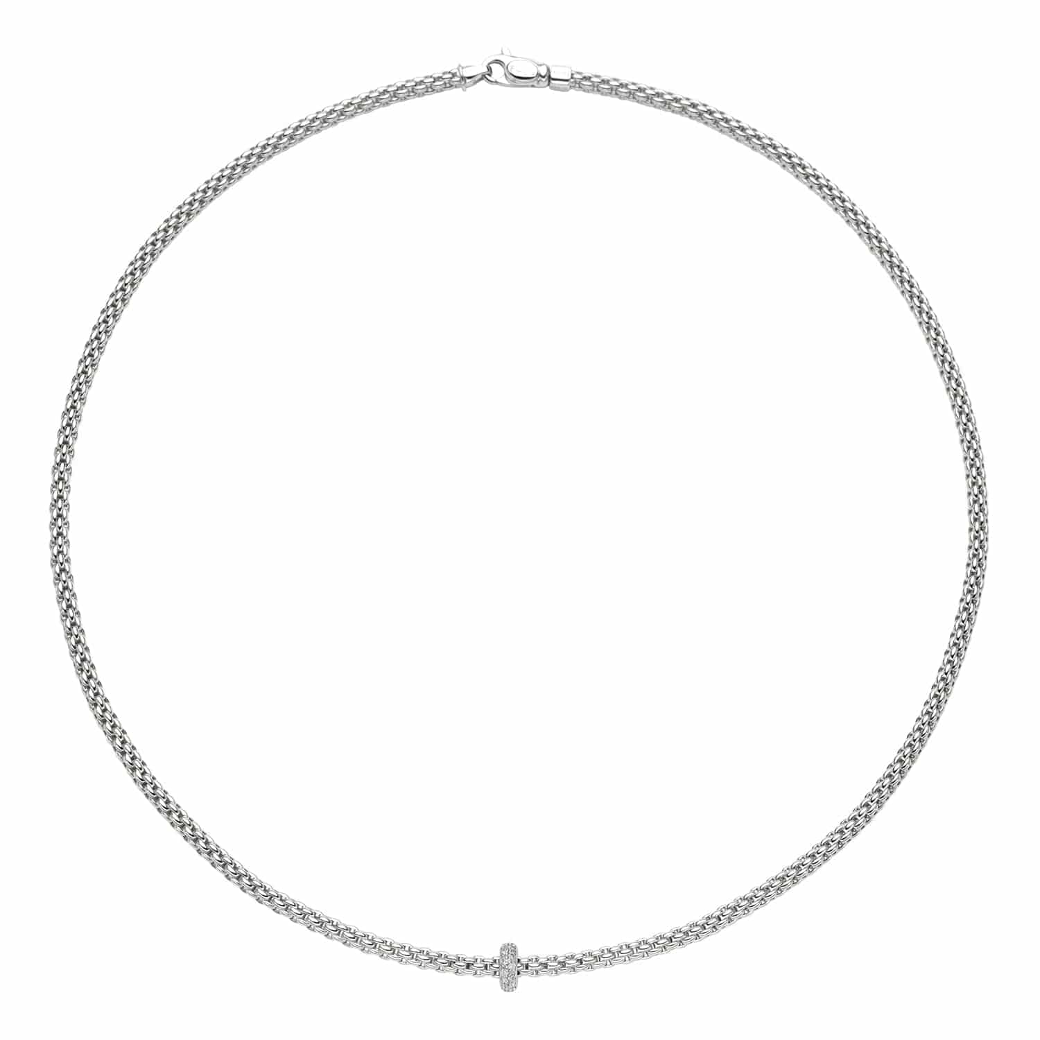 Flex'it Prima 18ct White Gold 0.18ct Diamond Set Necklace 43cm