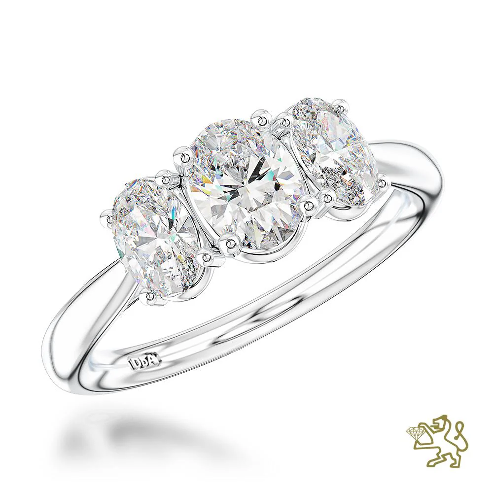 Florentina Oval Three Stone 1.00ct F SI1 Diamond Platinum Ring