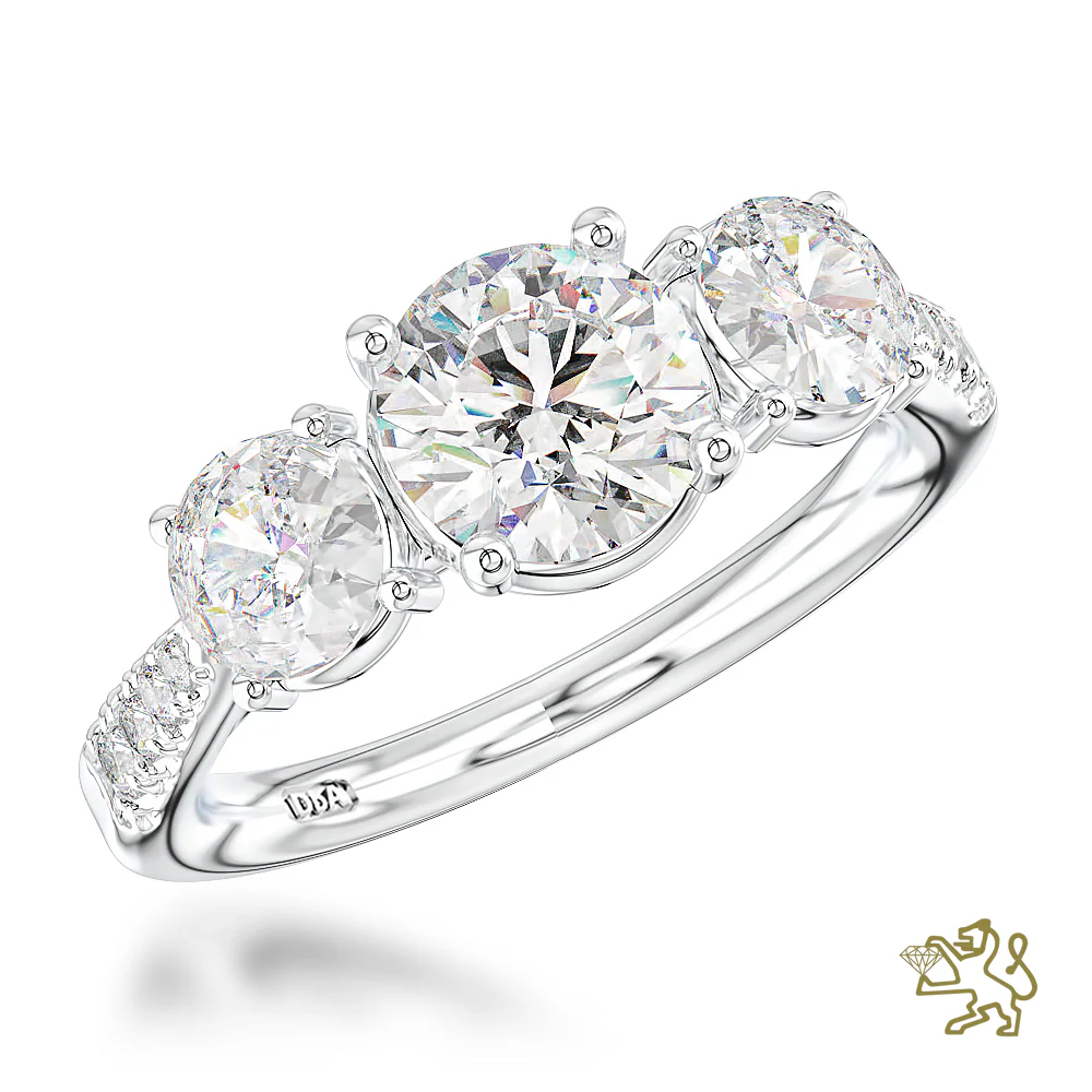 Florentina Skye Three Stone 1.00ct D VS2 Diamond Platinum Ring