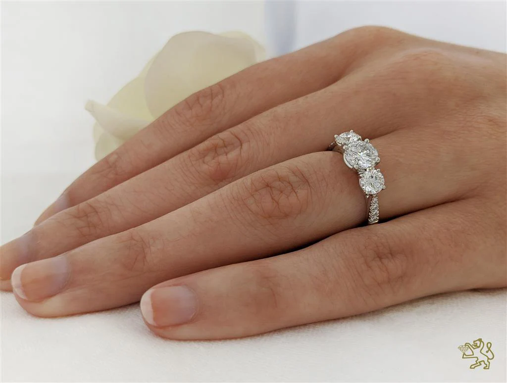 Florentina Skye Three Stone 1.00ct D VS2 Diamond Platinum Ring - Image 2