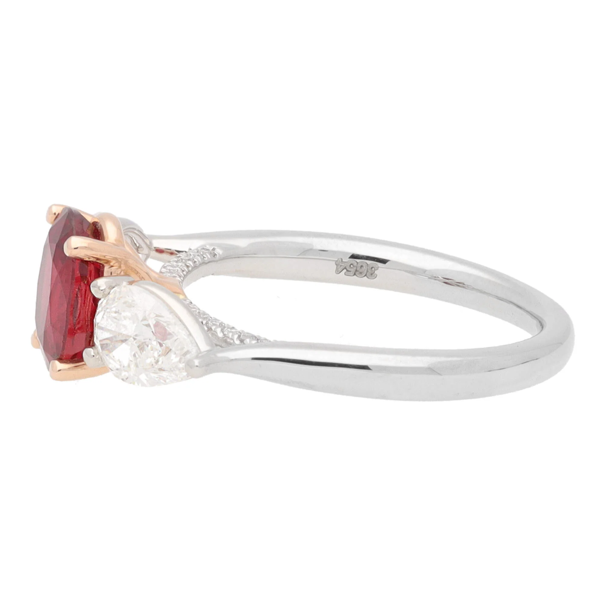 Ruby and Diamond Platinum and 18ct Rose Gold Florentine Ring - Image 5