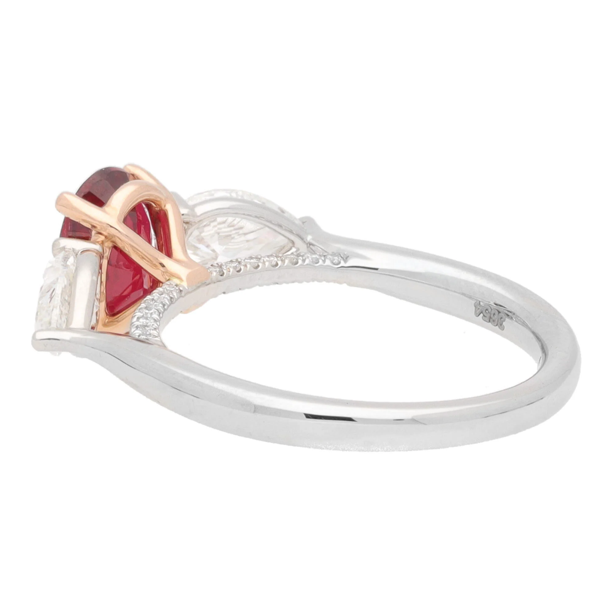 Ruby and Diamond Platinum and 18ct Rose Gold Florentine Ring - Image 6